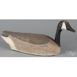 Carved and painted Canada goose decoy, 20th c., canvas covered, 27 1/2" l. Original paint with