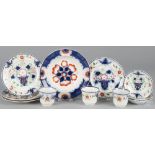 Eleven pieces of Gaudy ironstone porcelain, 19th c., to include plates, bowl, cups and saucers,