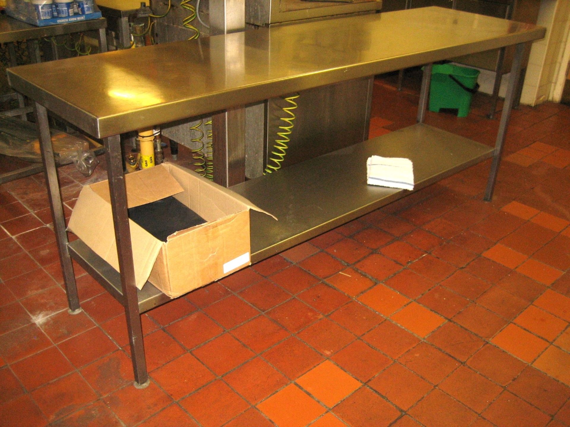 Stainless steel preparation table 2100mm x 600mm with shelf under (Lift out £10)