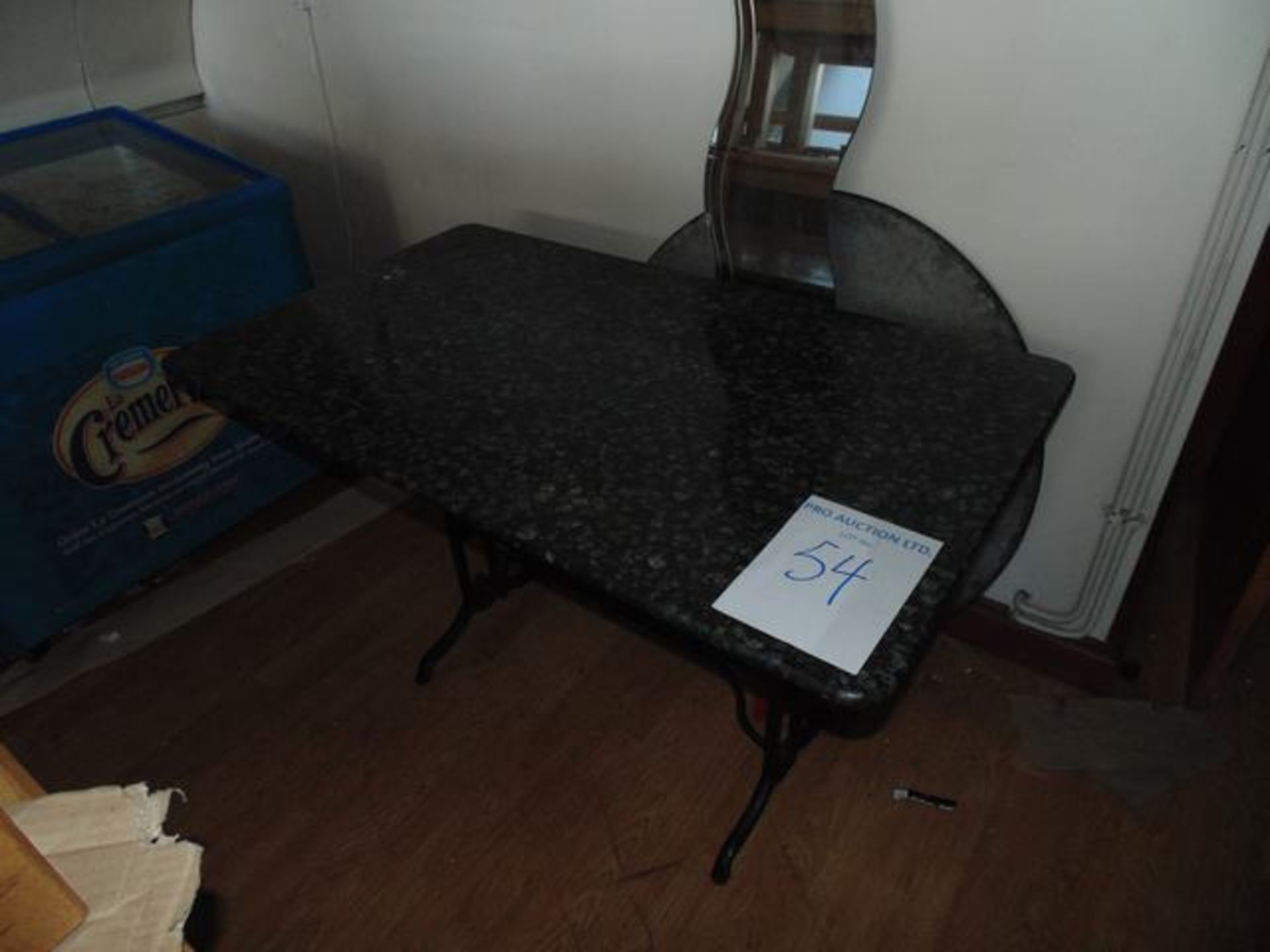 Granite top metal framed table 1200mm x 700mm x 750mm