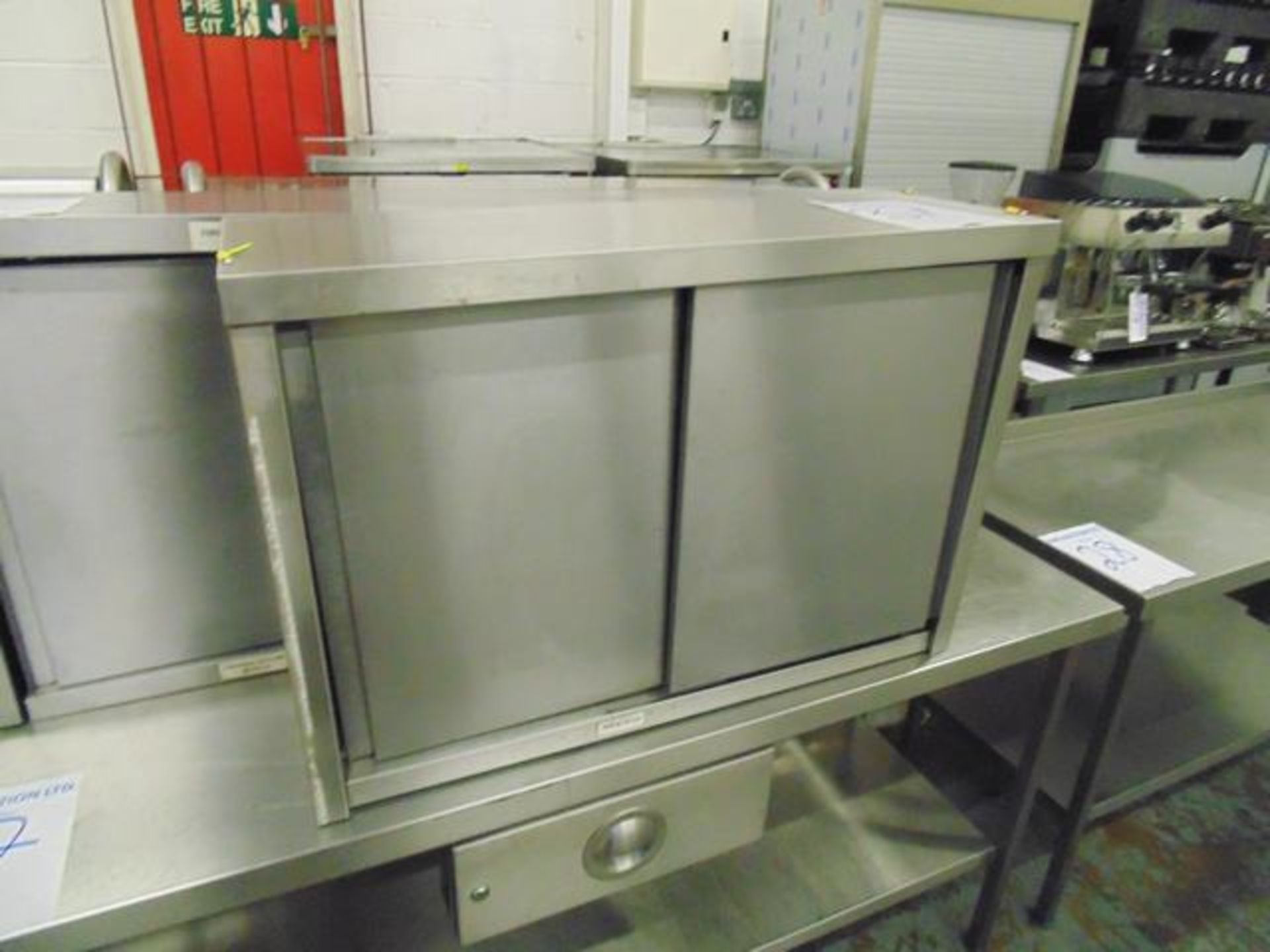 Stainless steel two door wall mounted cupboard 900mm x 300mm