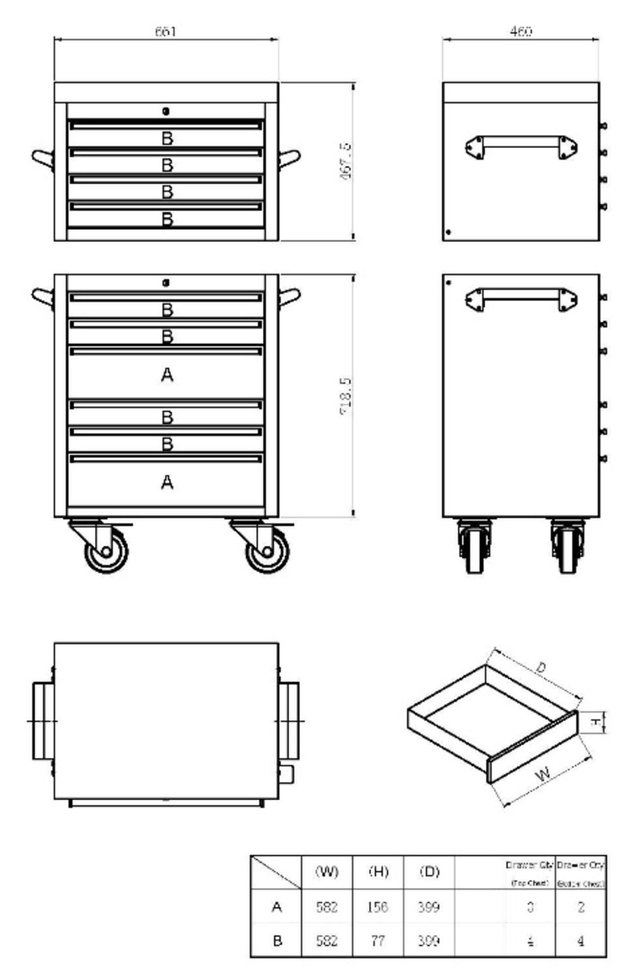 26 inch 10 draw stainless steel storage unit 661mm W x 1280mm H 460mm D NEW and BOXED Includes: - Image 2 of 2