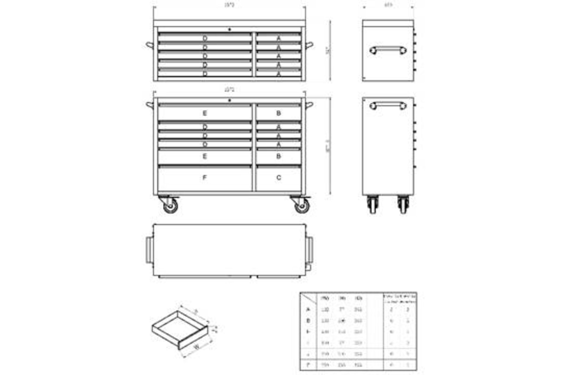 3 units x 54 inch 22 draw stainless steel toolbox 1372mm W x 1550mm H 460mm D NEW and BOXED - Image 2 of 2