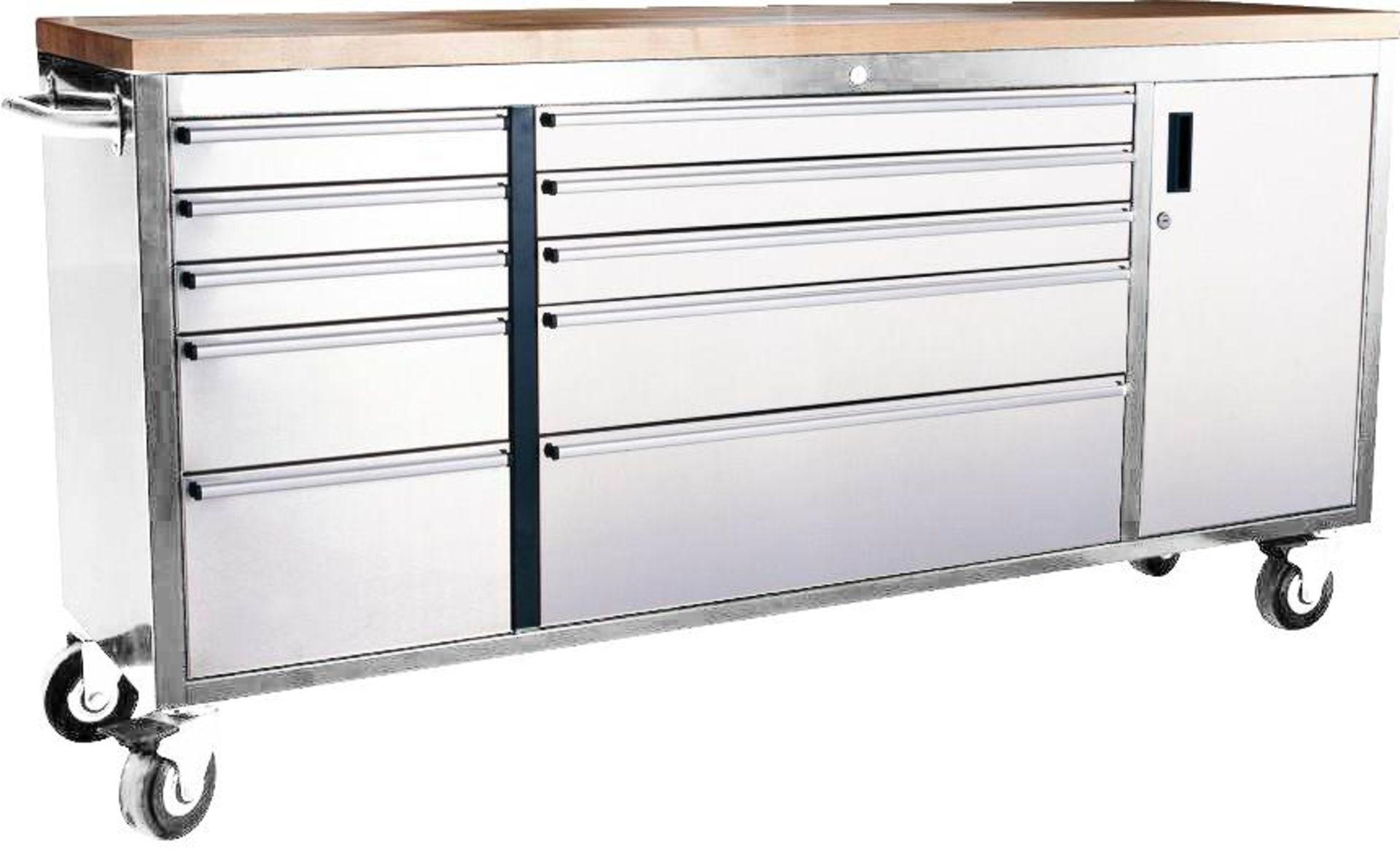 72 inch 10 draw stainless steel toolbox 1829mm W x 850mm H 460mm D NEW and BOXED Includes: