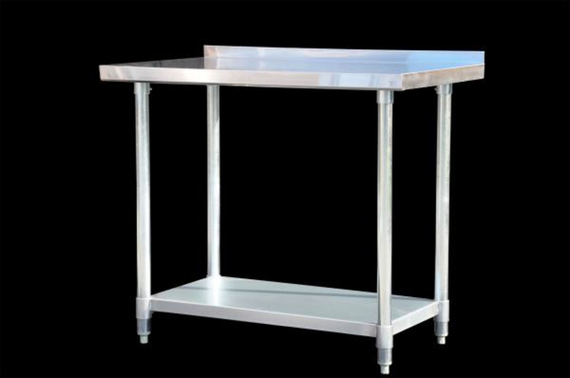 Stainless steel worktable with back splash. adjustable nylon feet, flat pack, superb quality 1000