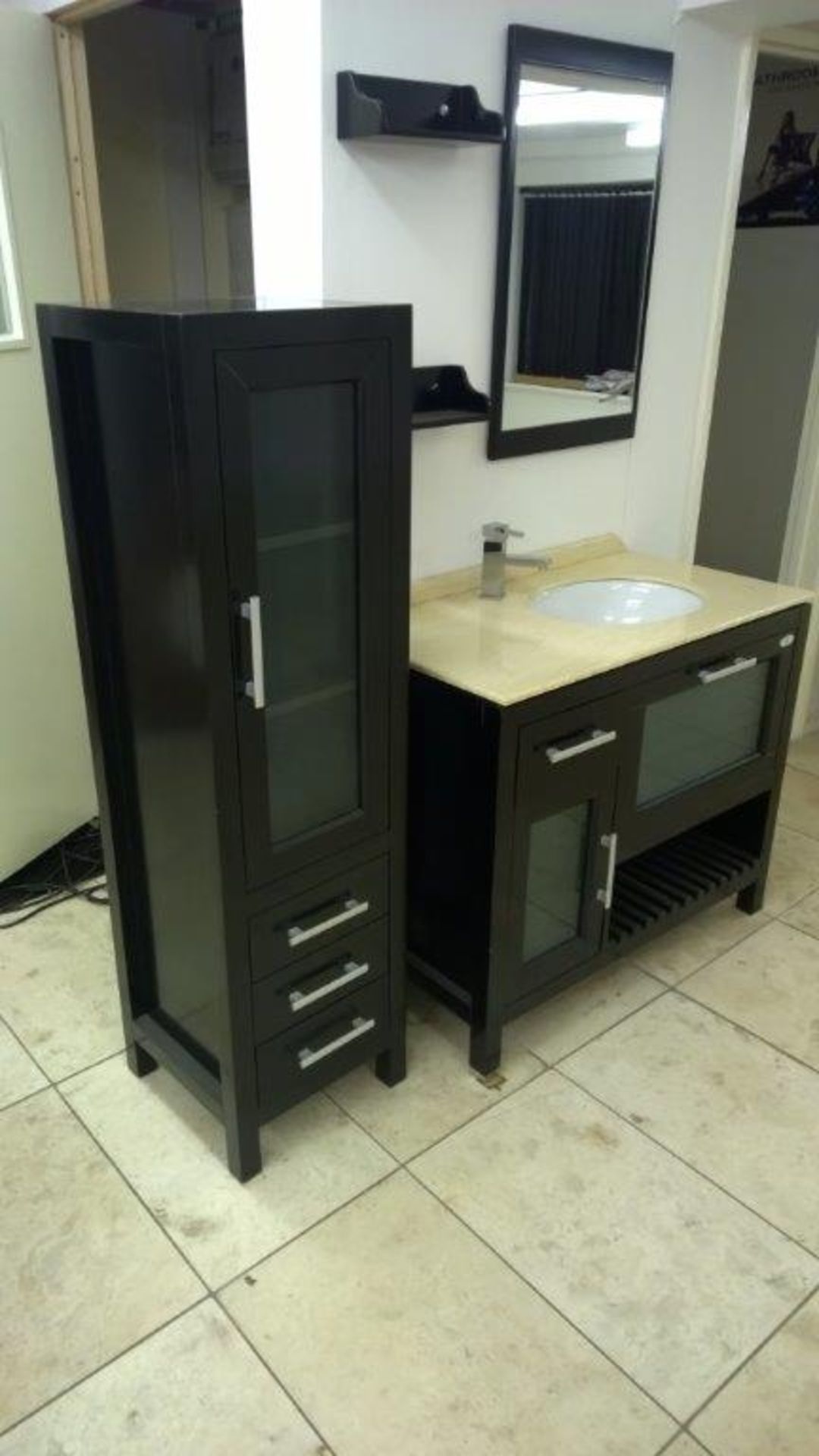 ADBF15 new and boxed  in black colour, complete set including free standing vanity unit with a solid