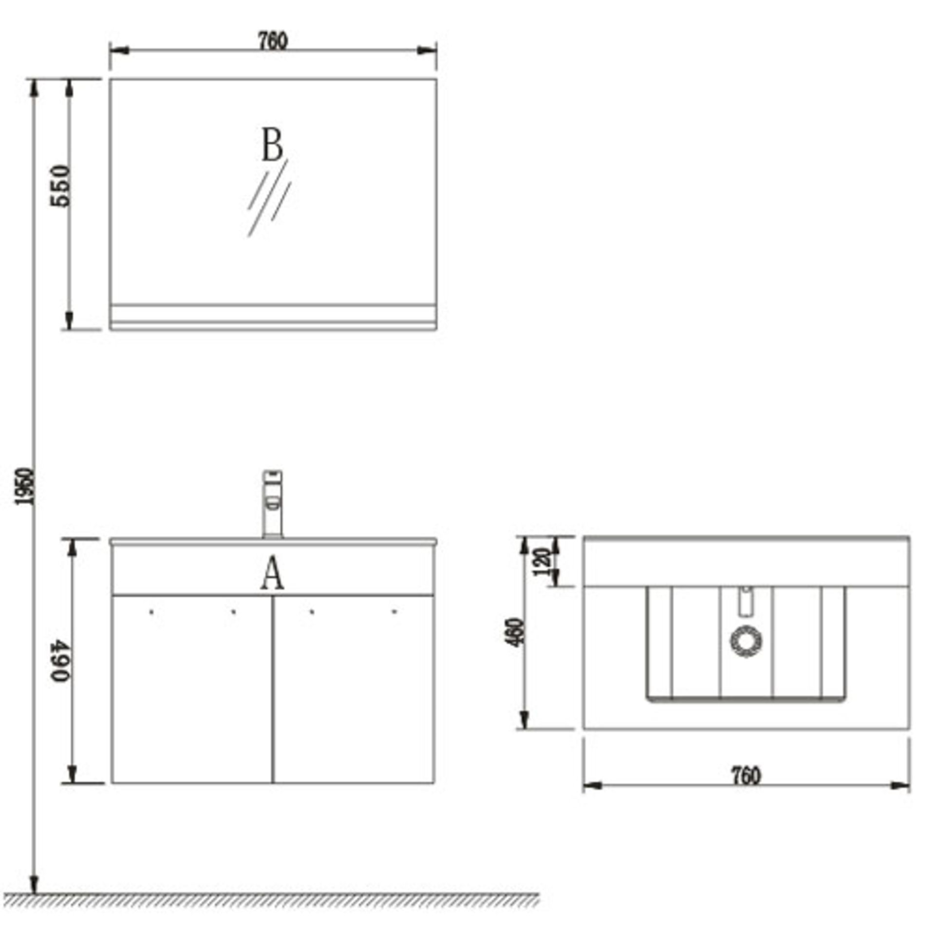 ADBF13  stunning natural solid wood vanity set, including mirror and side cabinet/shelf  new and - Image 2 of 2