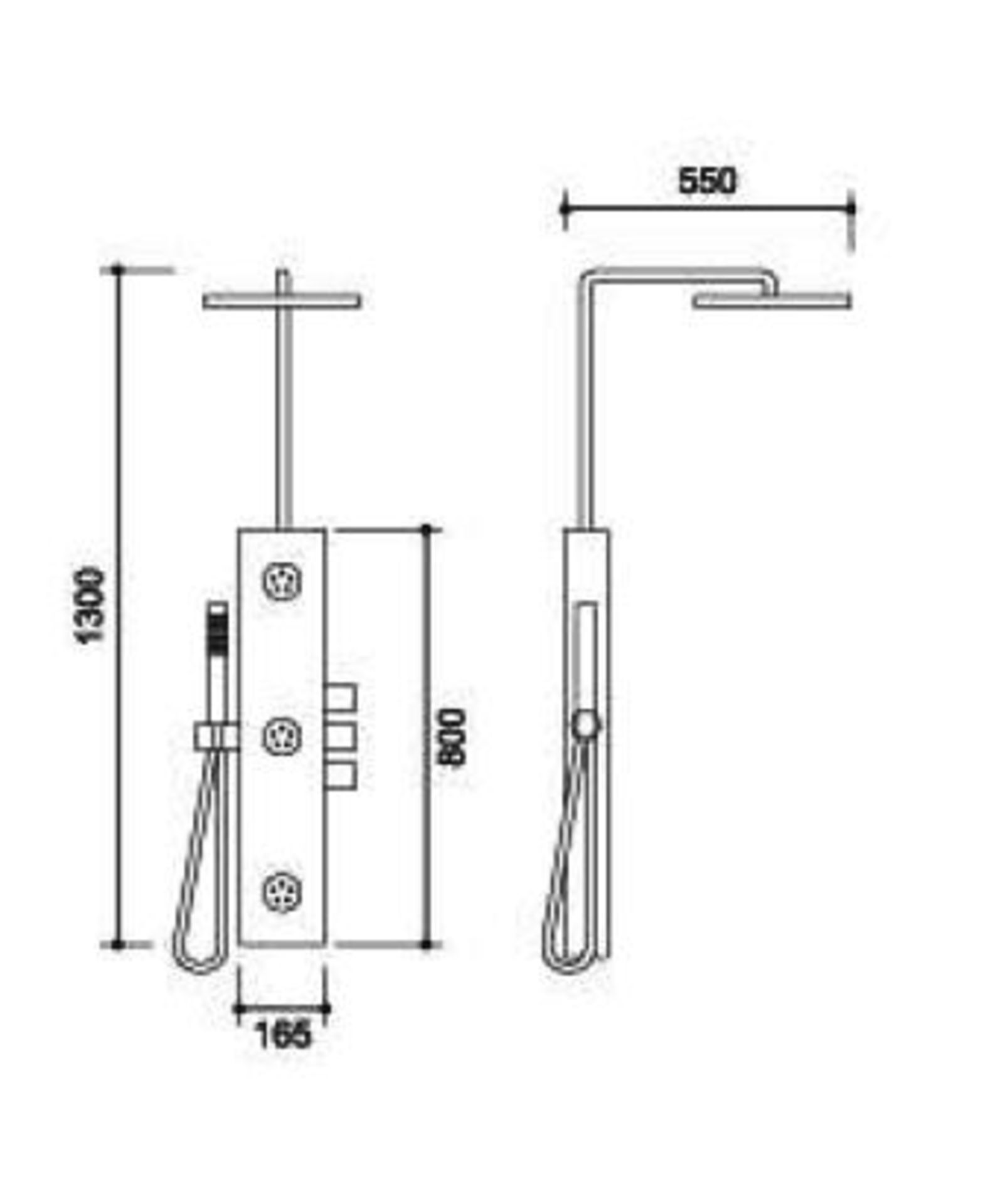 ADP22 1300mm x  165mm stunning, brushed pure stainless steel shower panel with thermostatic mixer - Image 2 of 2