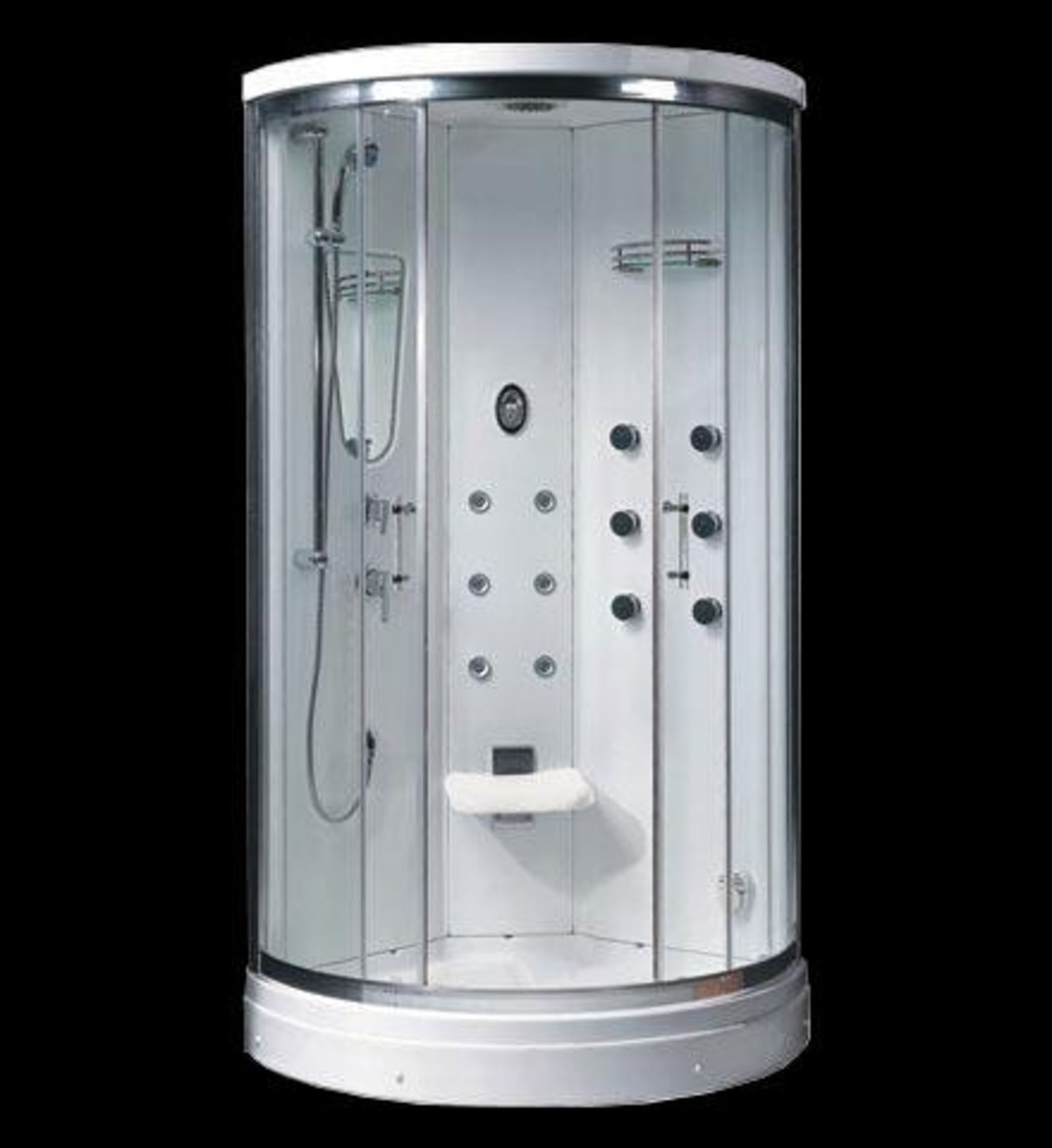 ADS 8 steam shower 1000mm x 1000mm x 2230mm with overhead shower drencher, 3kw steam generator,