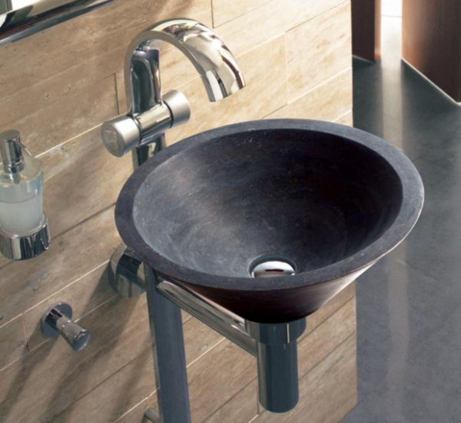 NS 12009 400mm x 150mm hand carved natural stone sink – stunning new and boxed delivery possible