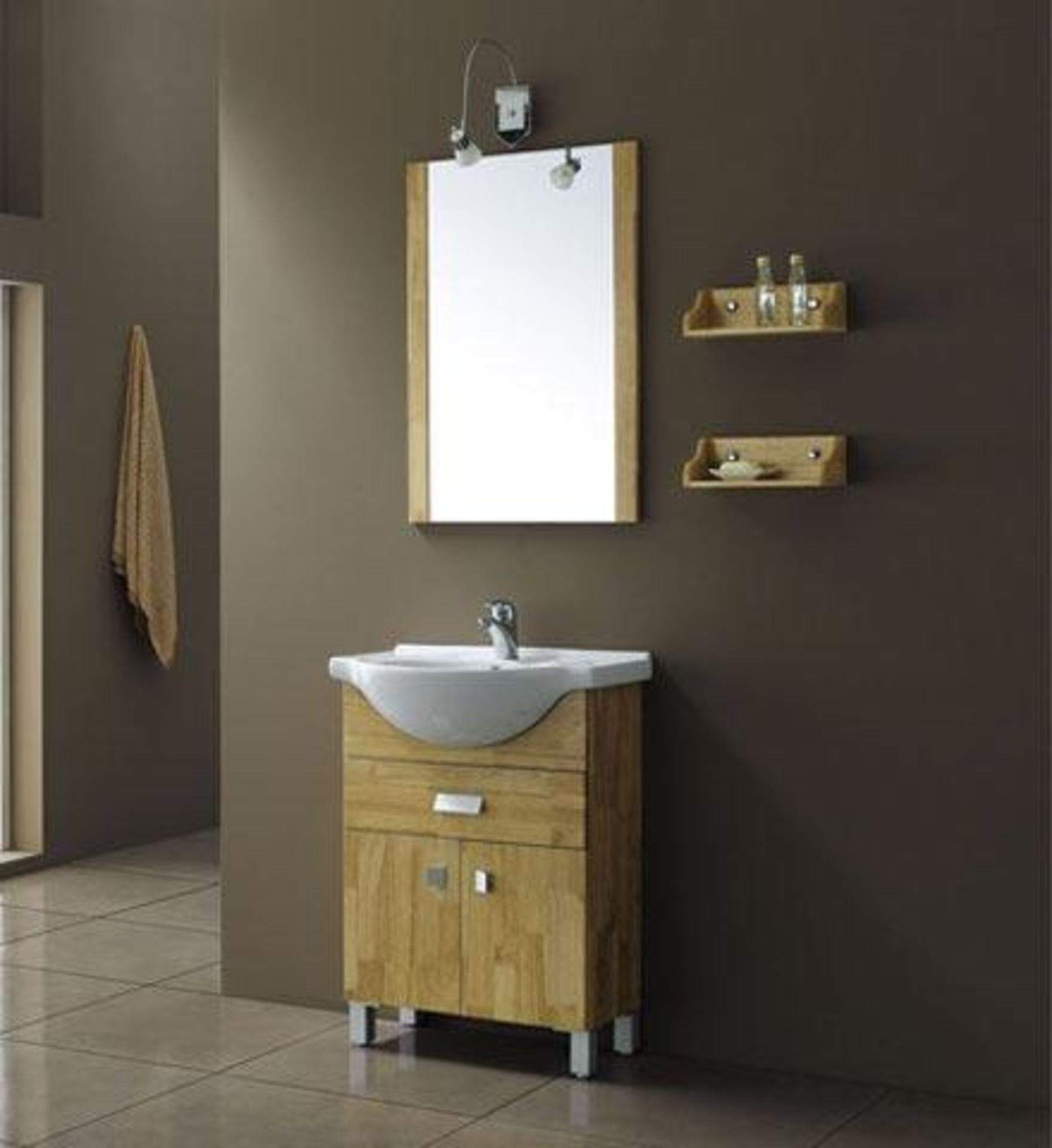 ADBF8 600mm x 450mm SOLID OAK vanity set complete in stunning natural oak (picture shown is