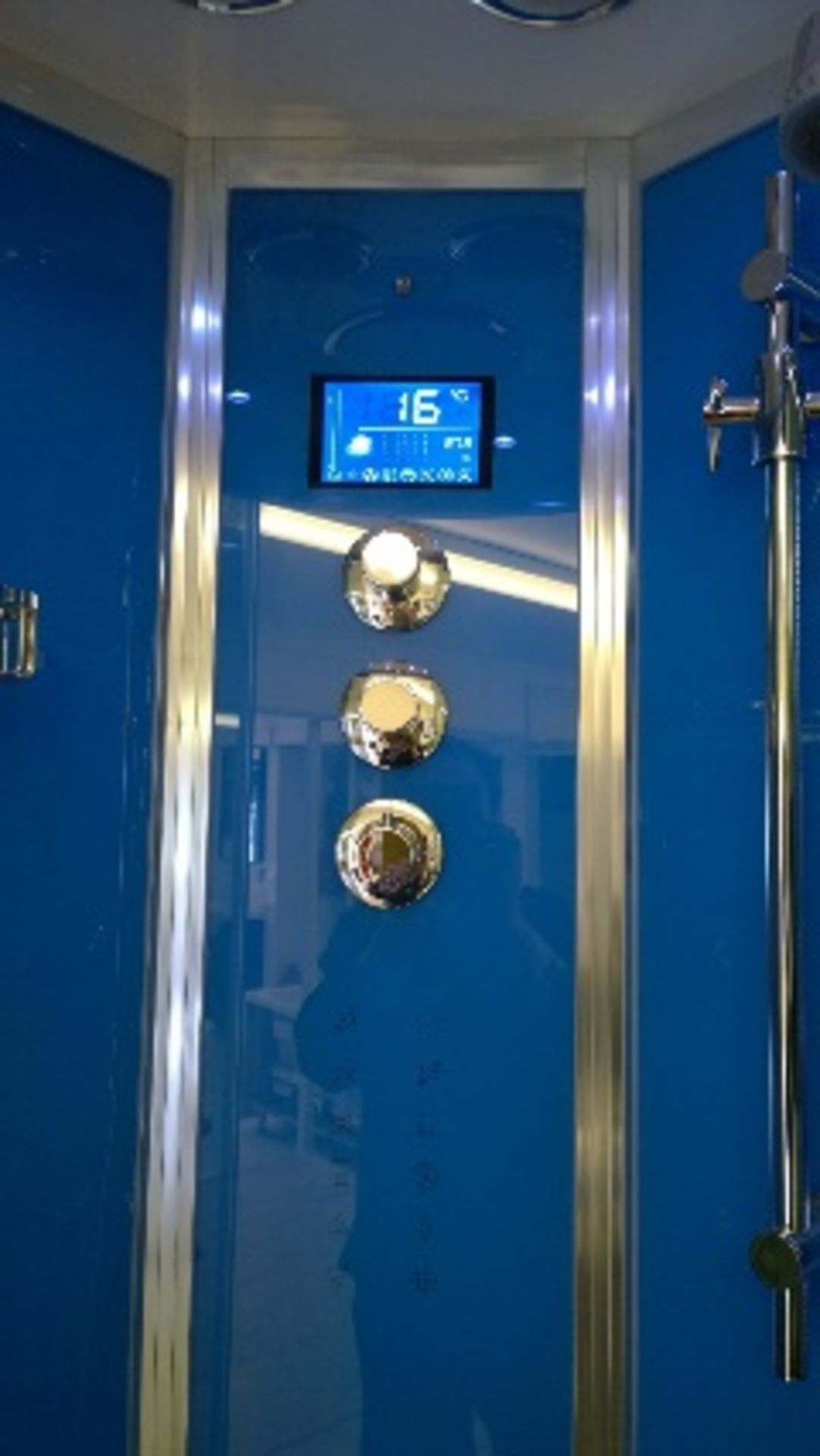 Ads-60 blue 900mm x 900mm x 2250mm steam shower 8mm  blue glass (including the back panels), light - Image 2 of 4