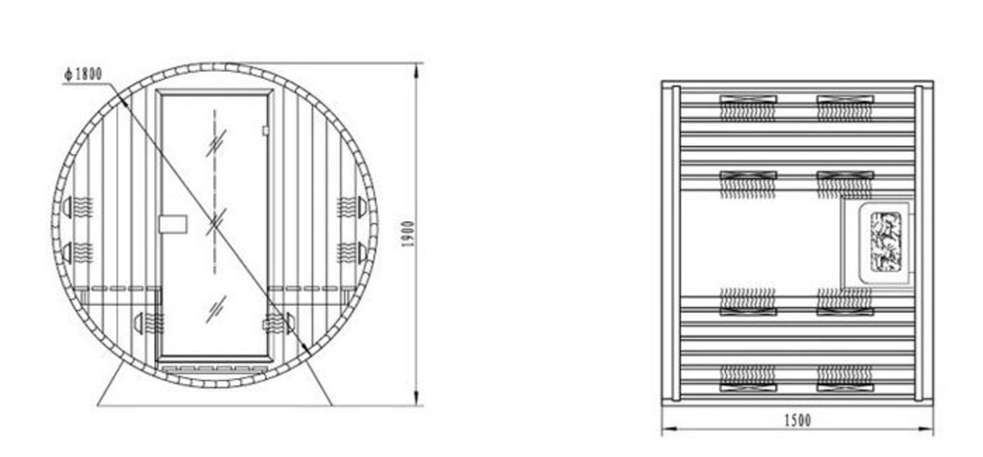 ADS 1109 Barrel sauna solid (38mm) red cedar wood barrel sauna for indoors or outdoors - infrared - Image 2 of 2