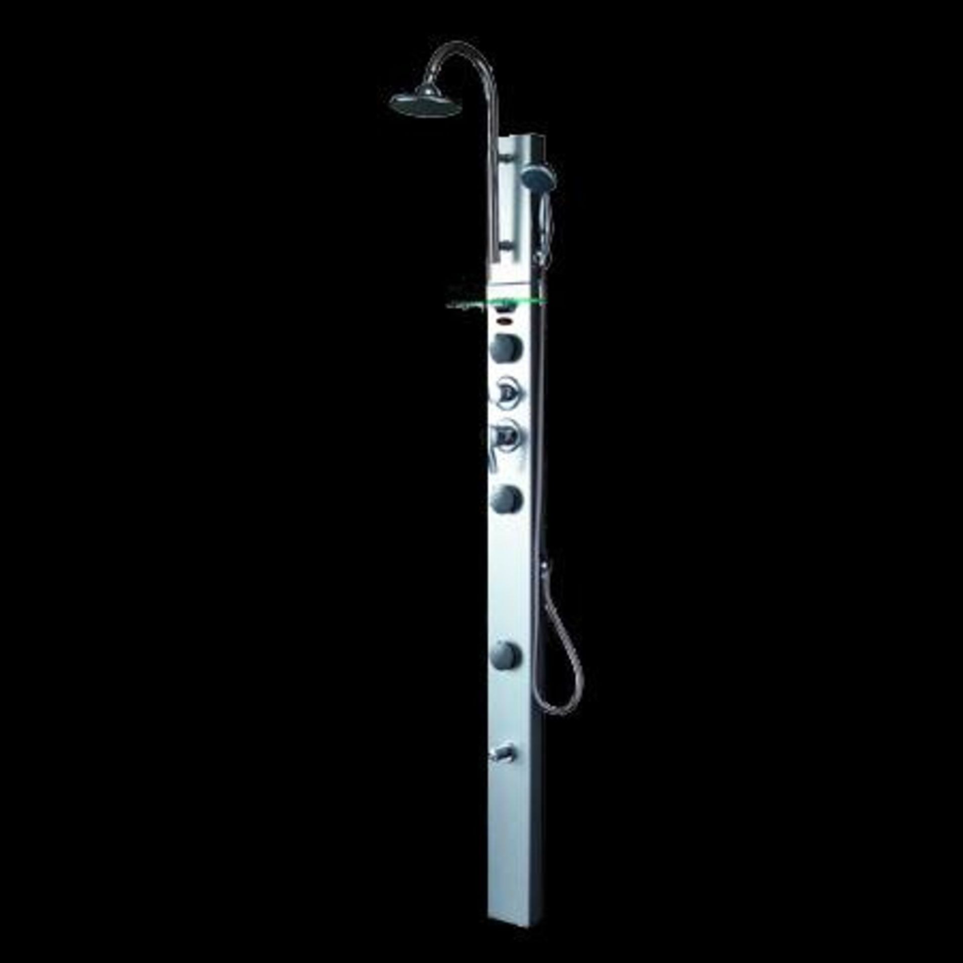 ADP 17 2000mm x 140mm corner or mid wall shower panel, aluminium, rubber tipped overhead drencher,