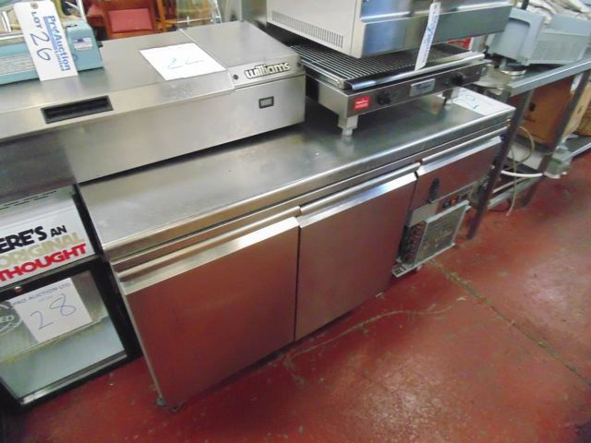 Stainless steel 2 door bench chiller 1400mm