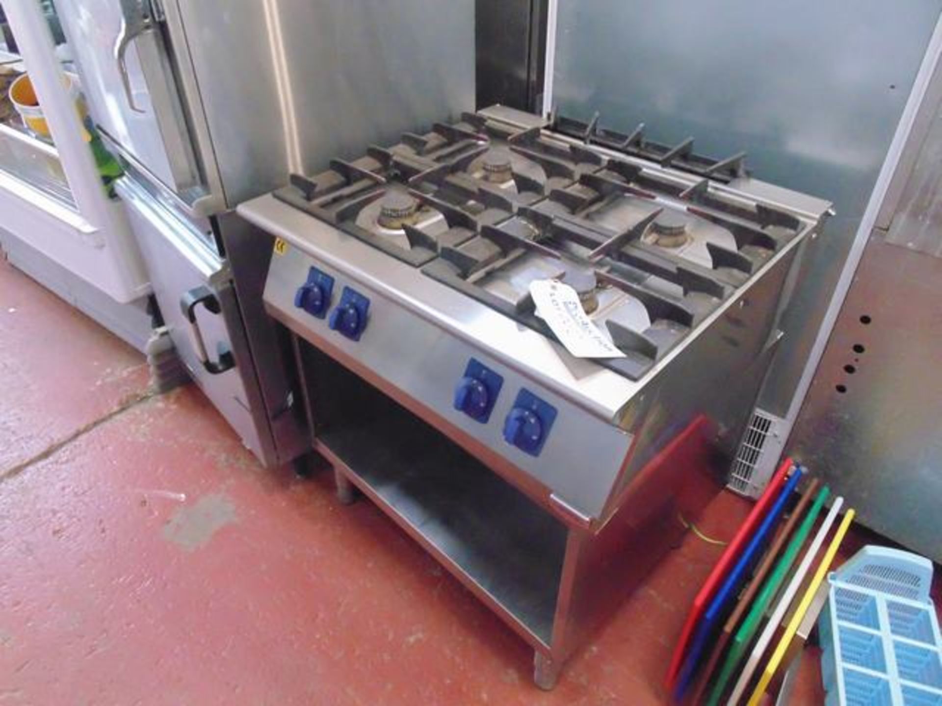 Electrolux Professional four burner gas cook top on stand four individually controlled high