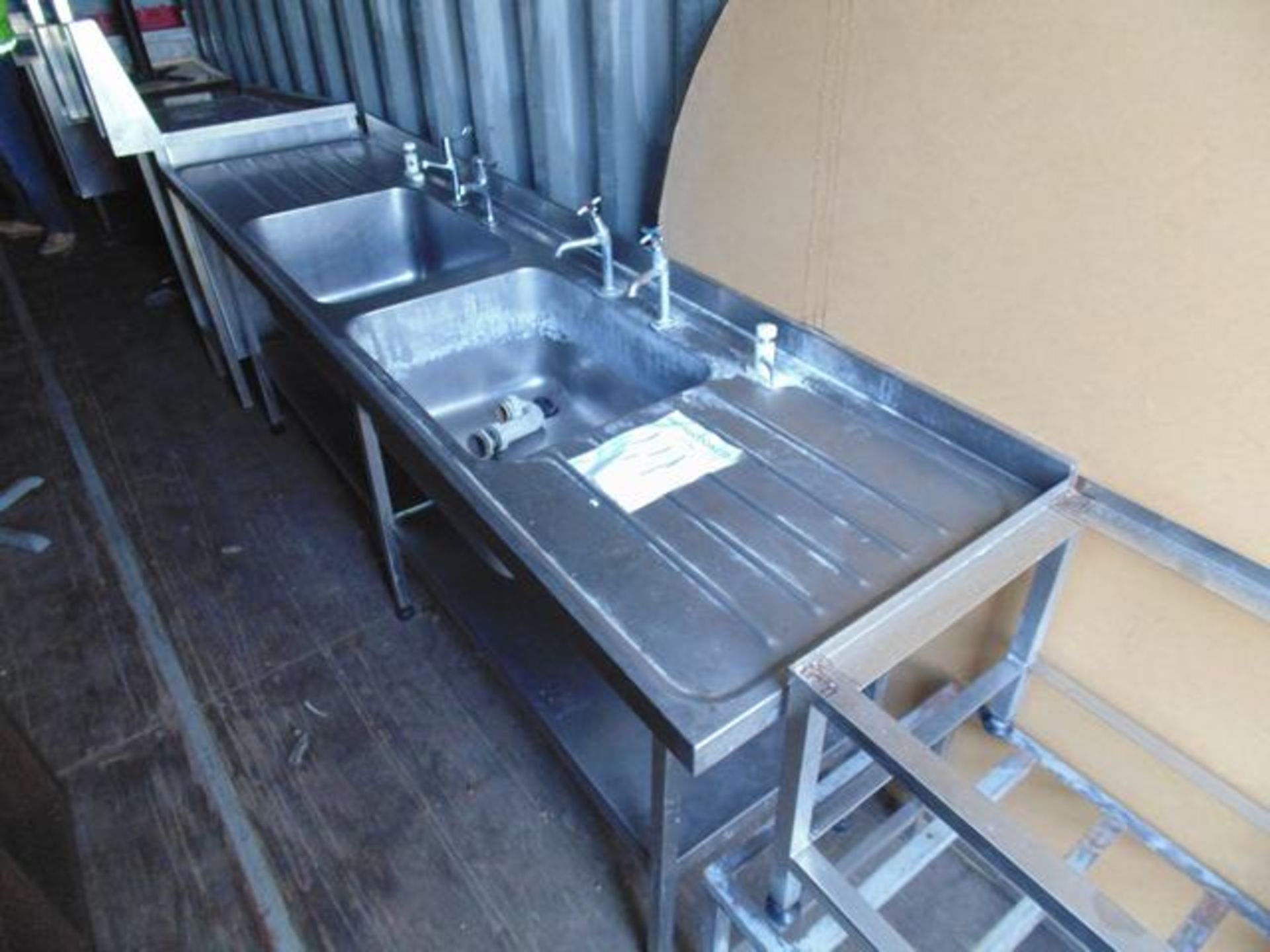 Stainless steel commercial double bowl double drainer sink 2400mm