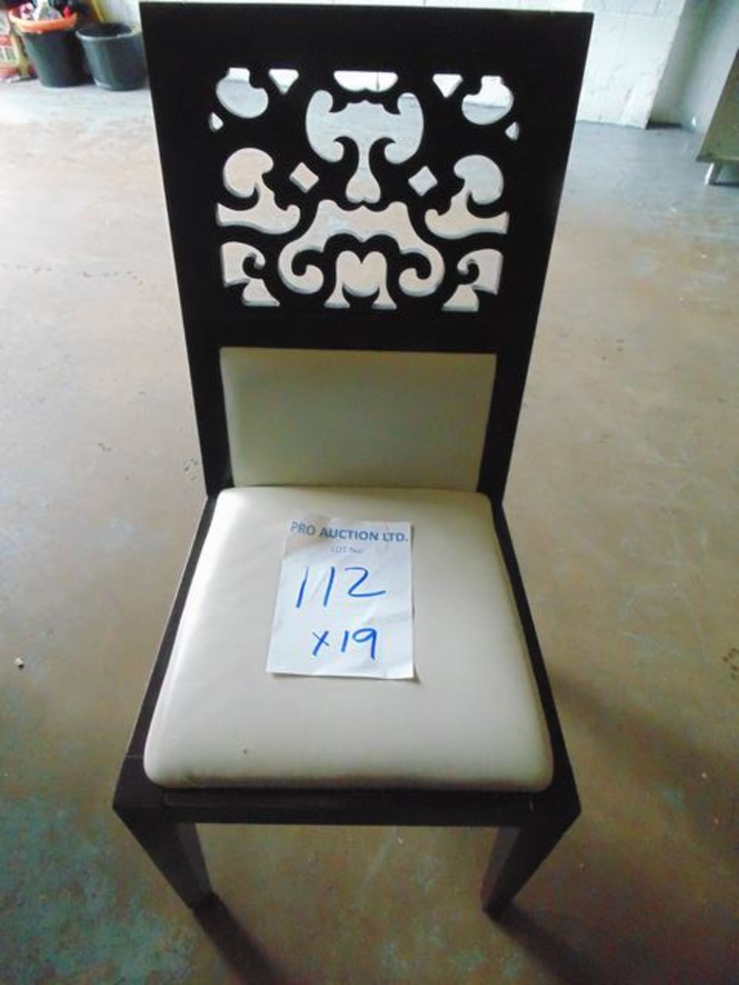 19 x Mahogany dining chairs cream seats