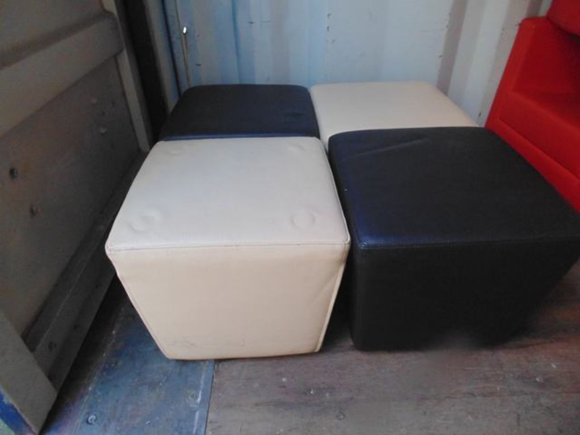 2 x black 2 x cream faux diamond shape stools
