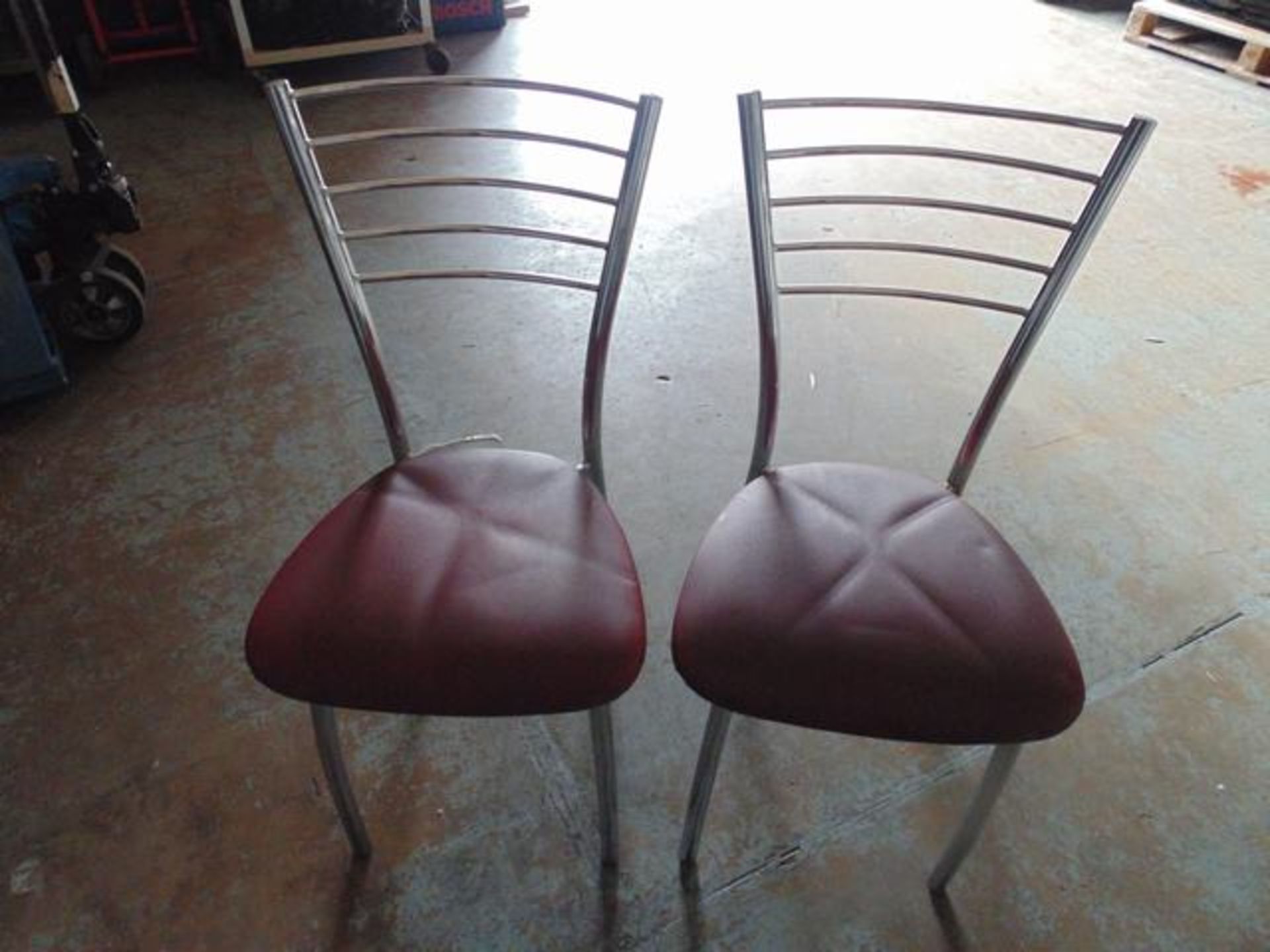 10 x Chrome high back chairs red leather seat