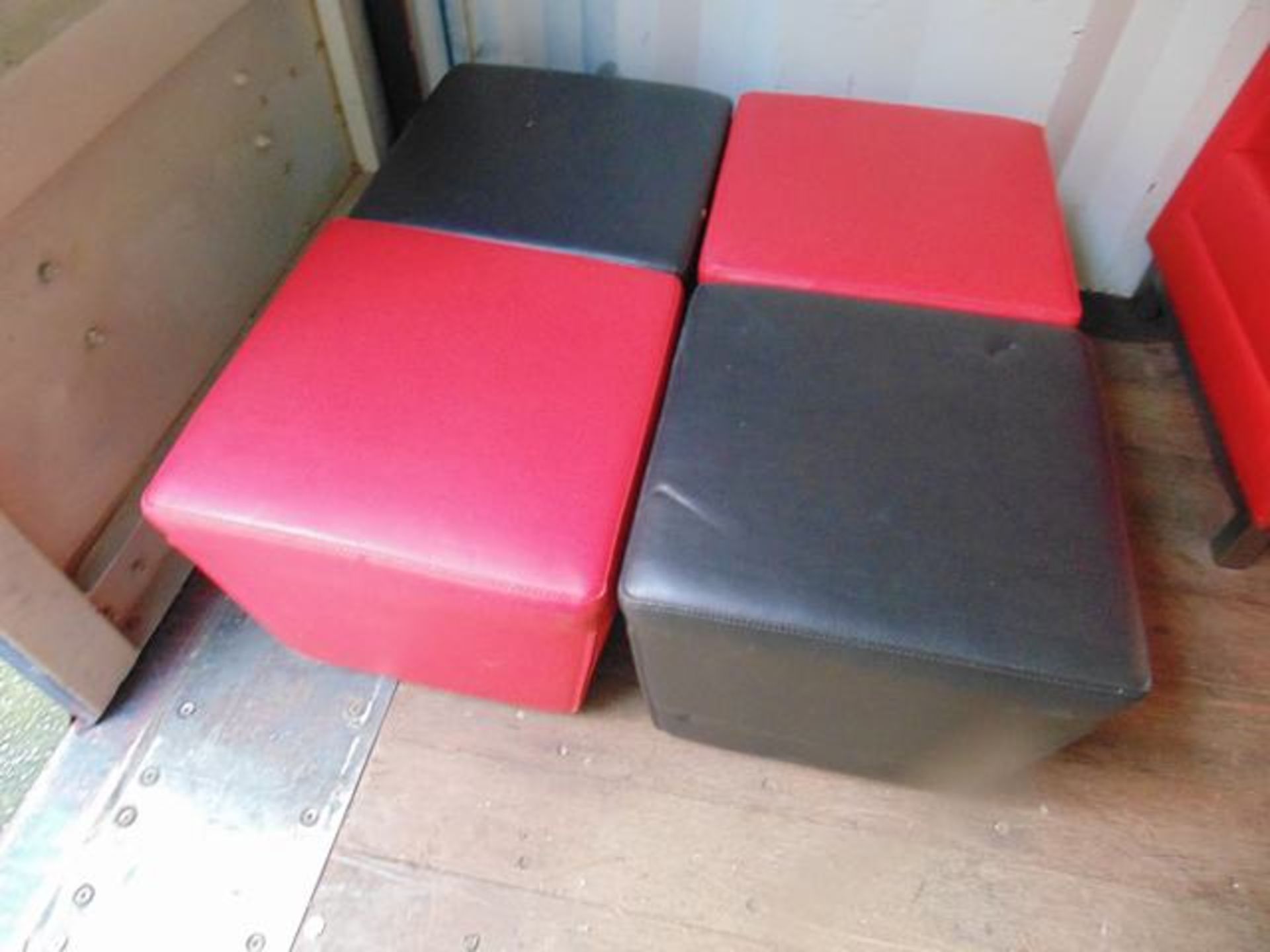 2 x black 2 x faux red diamond shape stools