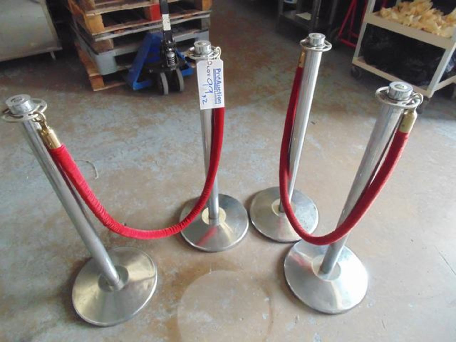 2 x chrome barrer. red rope