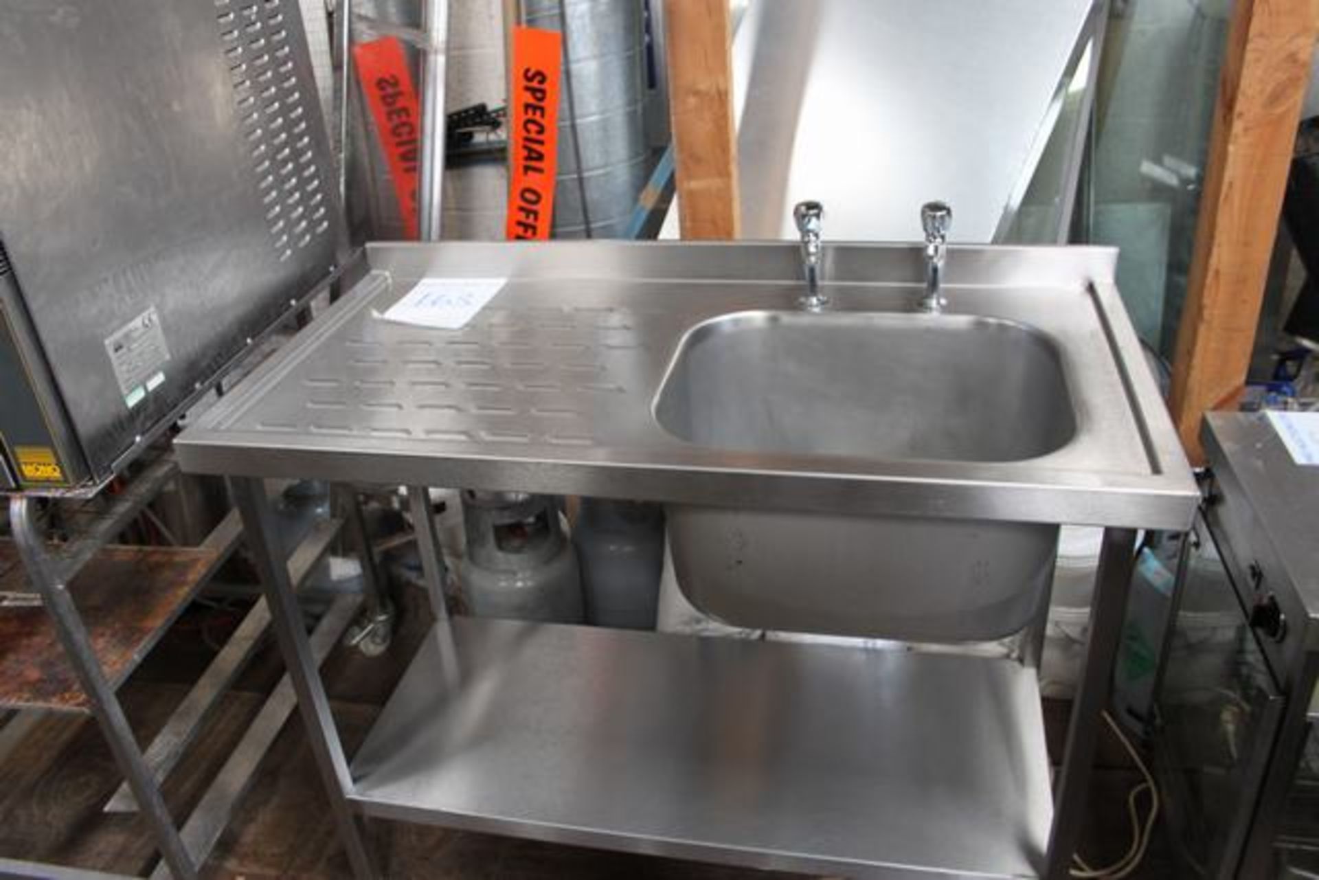 Stainless steel utensil sink left hand drainer 1200mm long
