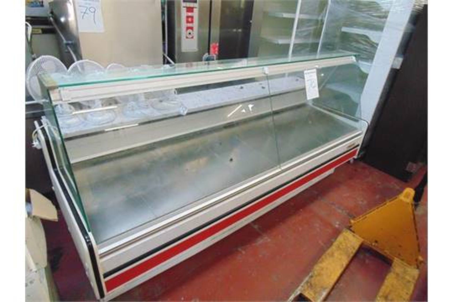 Arneg Butchers serve over counter ventilated refrigeration 2 gray coloured end wall 290mm s. steel