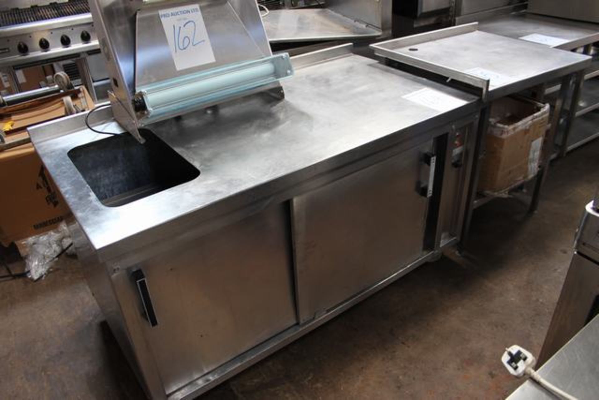 Stainless steel mobile hot cabinet 2 x door 1550mm long