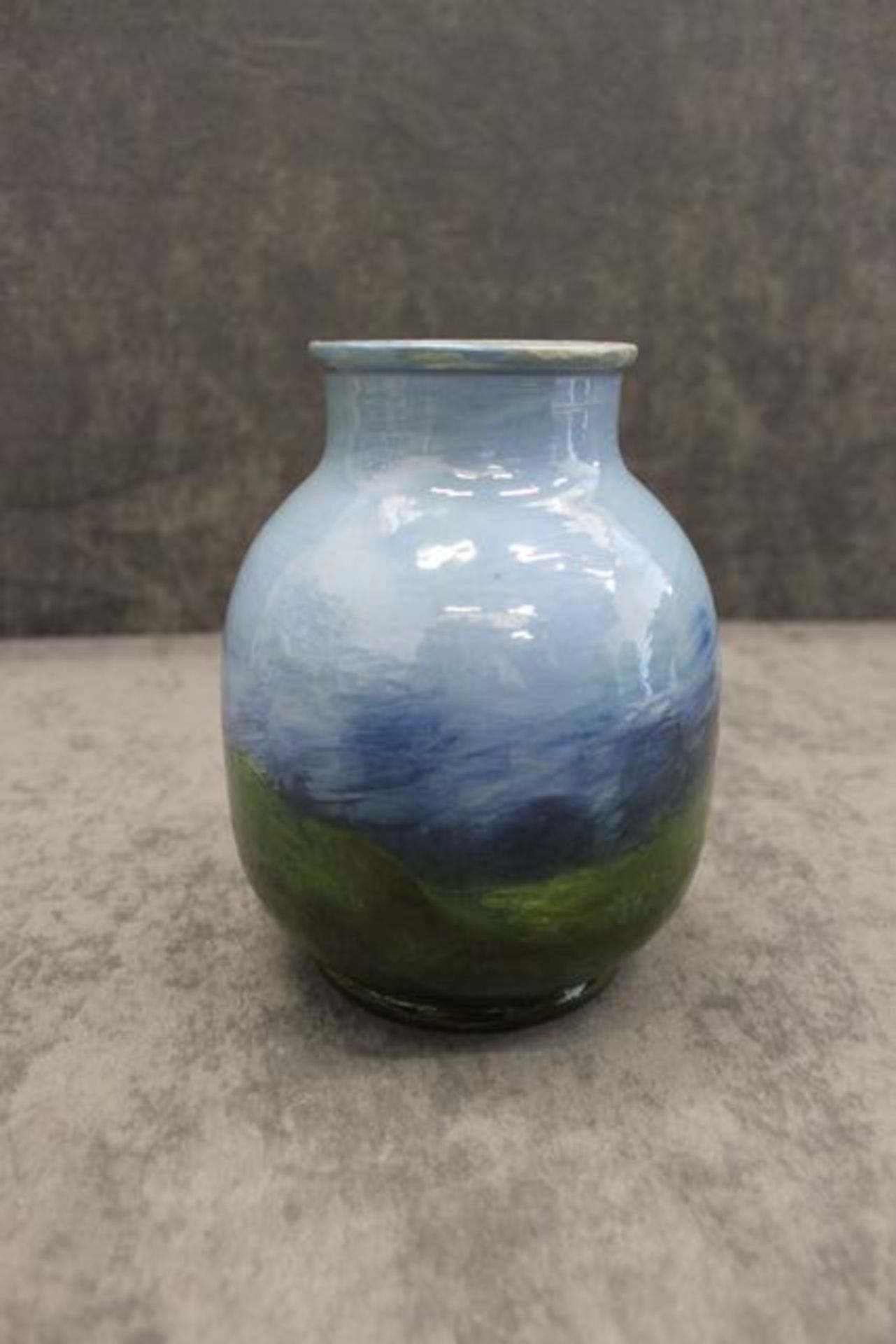 Burmantofts faience vase, late 1880s, large and impressive rounded bulbous  vase stands on a