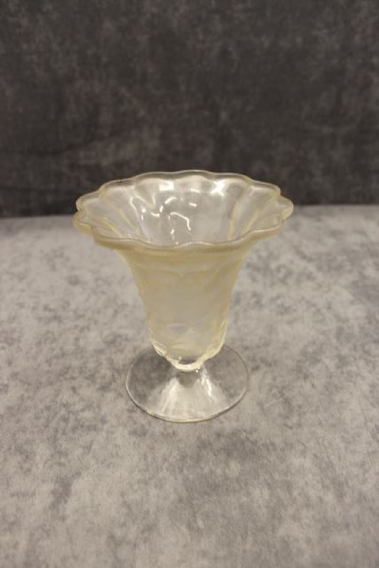 Lalique France "Lucie" frosted and opalescent vase etched motif 130mm