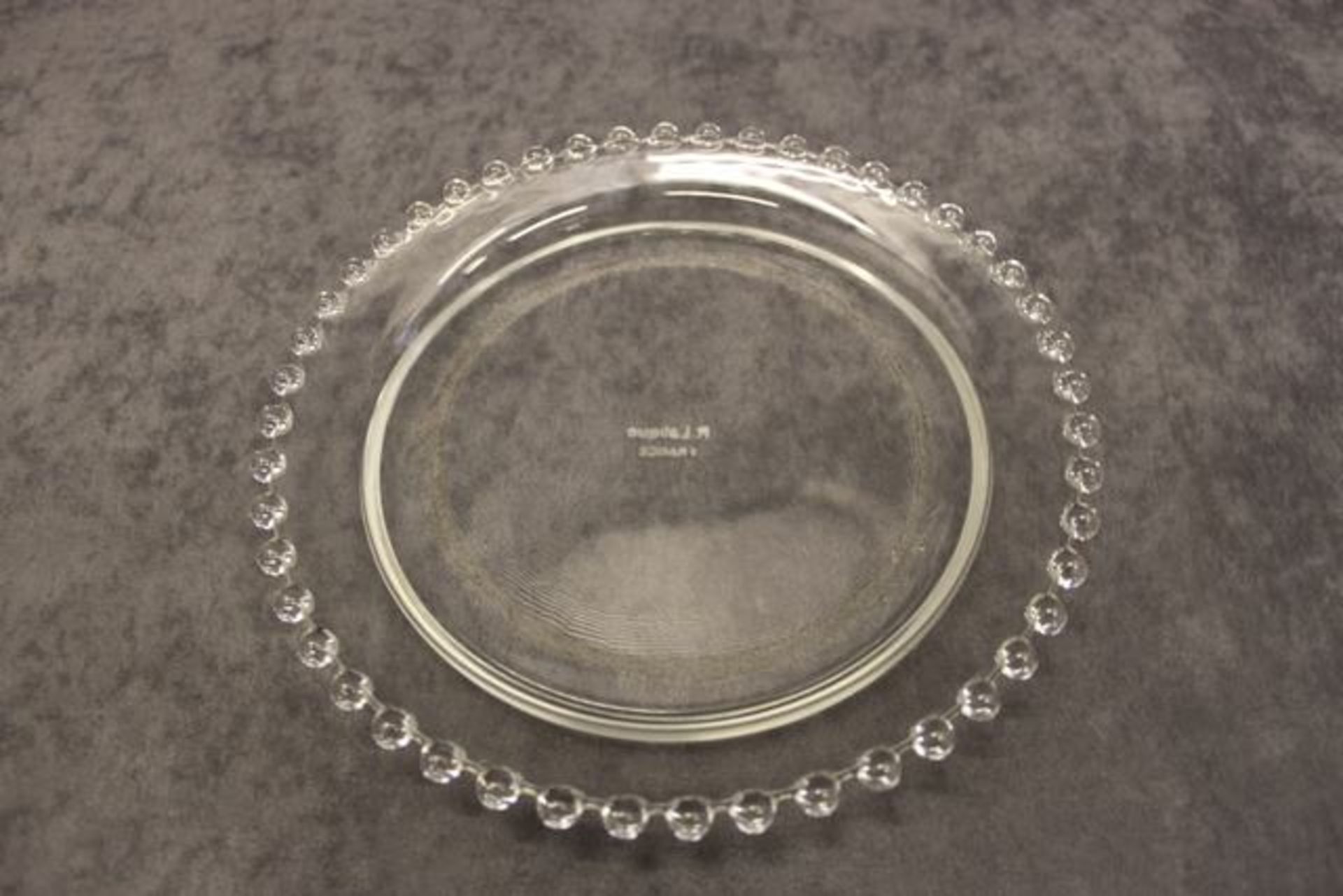 R Lalique France (1860-1945) “Andlau” plate, opaque glass moulded pearl style forms all around the - Image 2 of 2