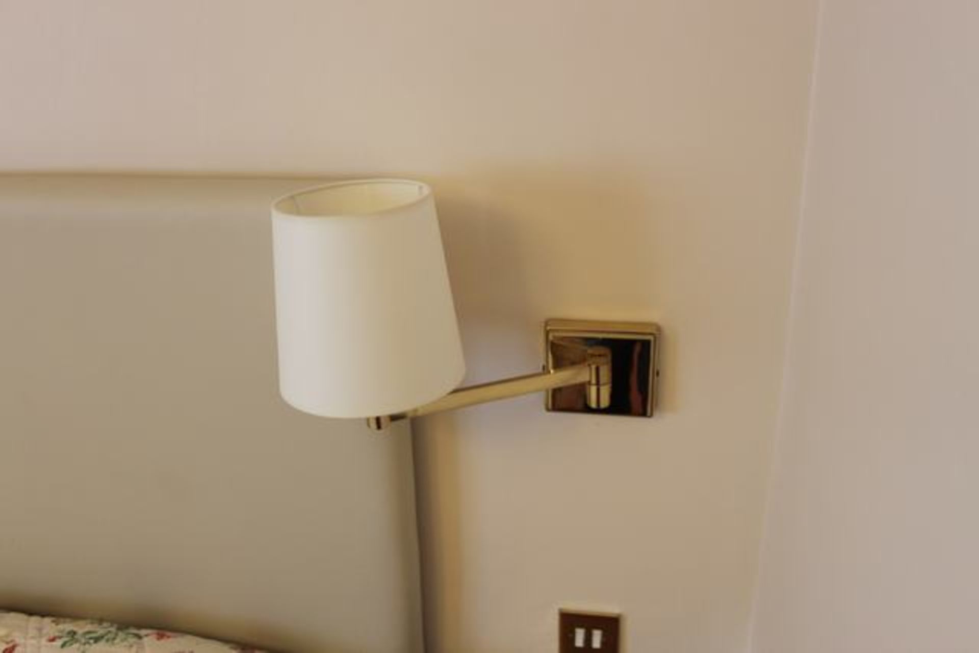 A pair of Chelsom Lighting polished brass hinged wall sconce lights  Location 49Lift out charge  5