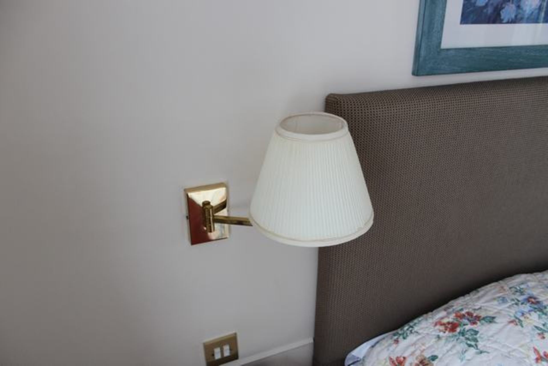 A pair of Chelsom Lighting polished brass hinged wall sconce lights  Location 71Lift out charge  5