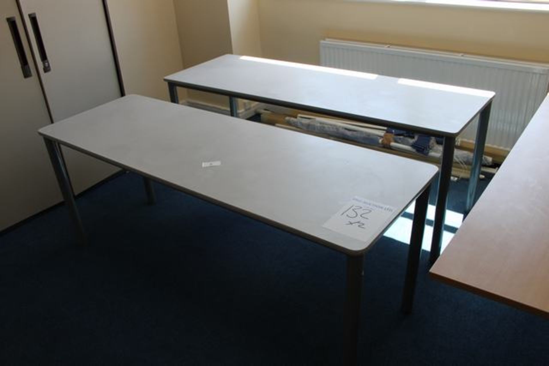 2 x Grey modular tables 1830mm long Lift out charge  5