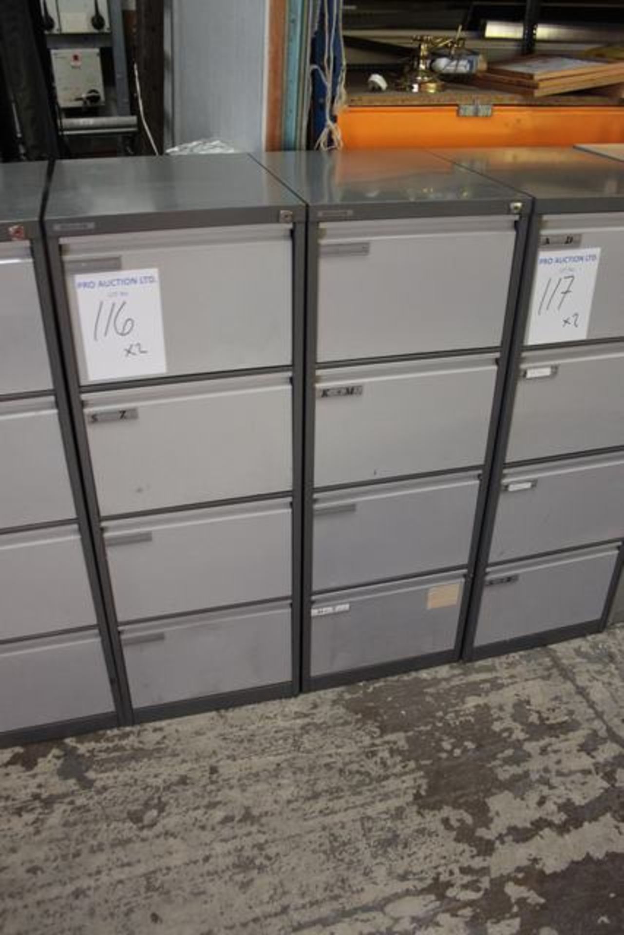 2 x metal 4 draw filing cabinets 470mm x 620mm x 1320mm Lift out charge  5