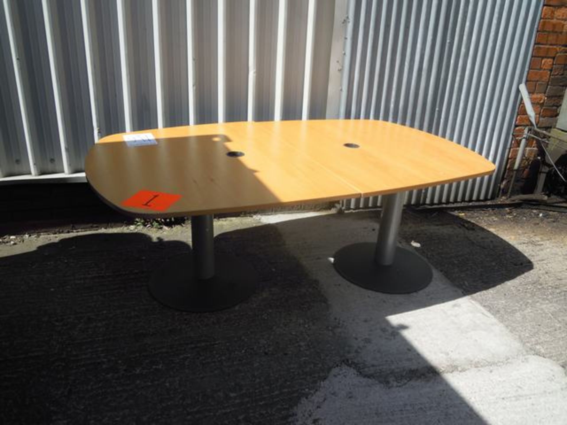 Board room table with 2 x cast pedestal legs 2000mm x 1150mm Lift out charge  5 - Image 2 of 2