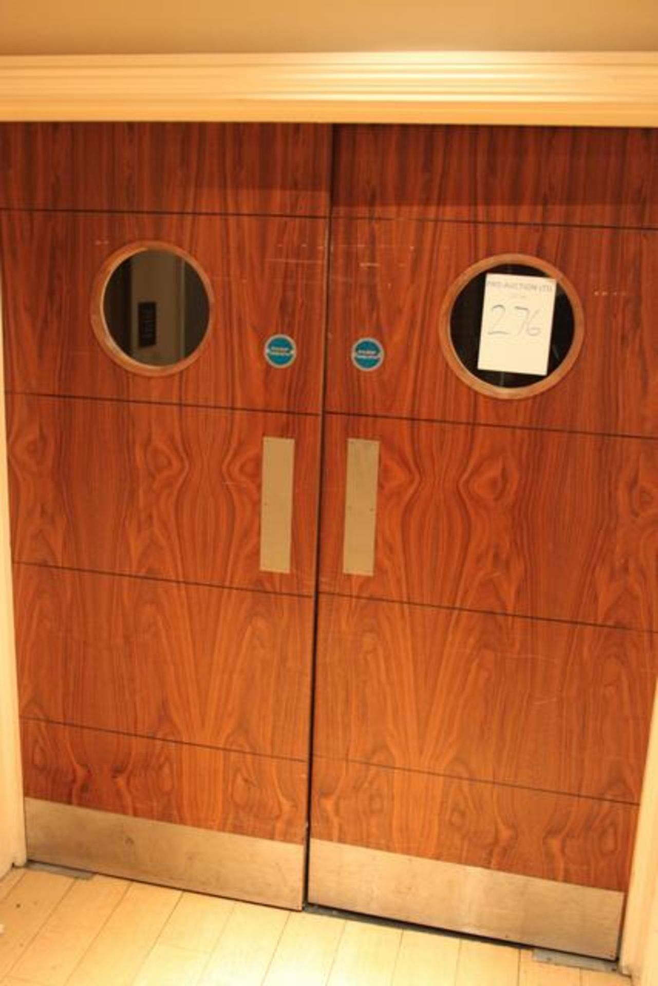 Double fire rated door with viewing panel each being 840mm x 2030mm x 45mm >>Lift out charge  10