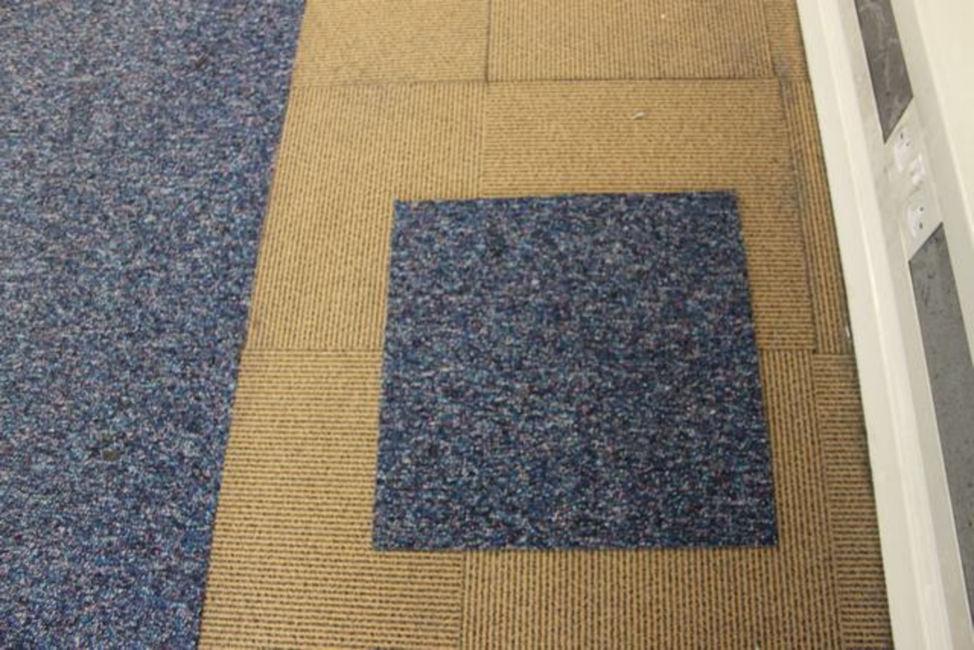 Approximately 250 x Burmatex looped pile dyed nylon carpet tile 50cm x 50cm >>Lift out charge  30