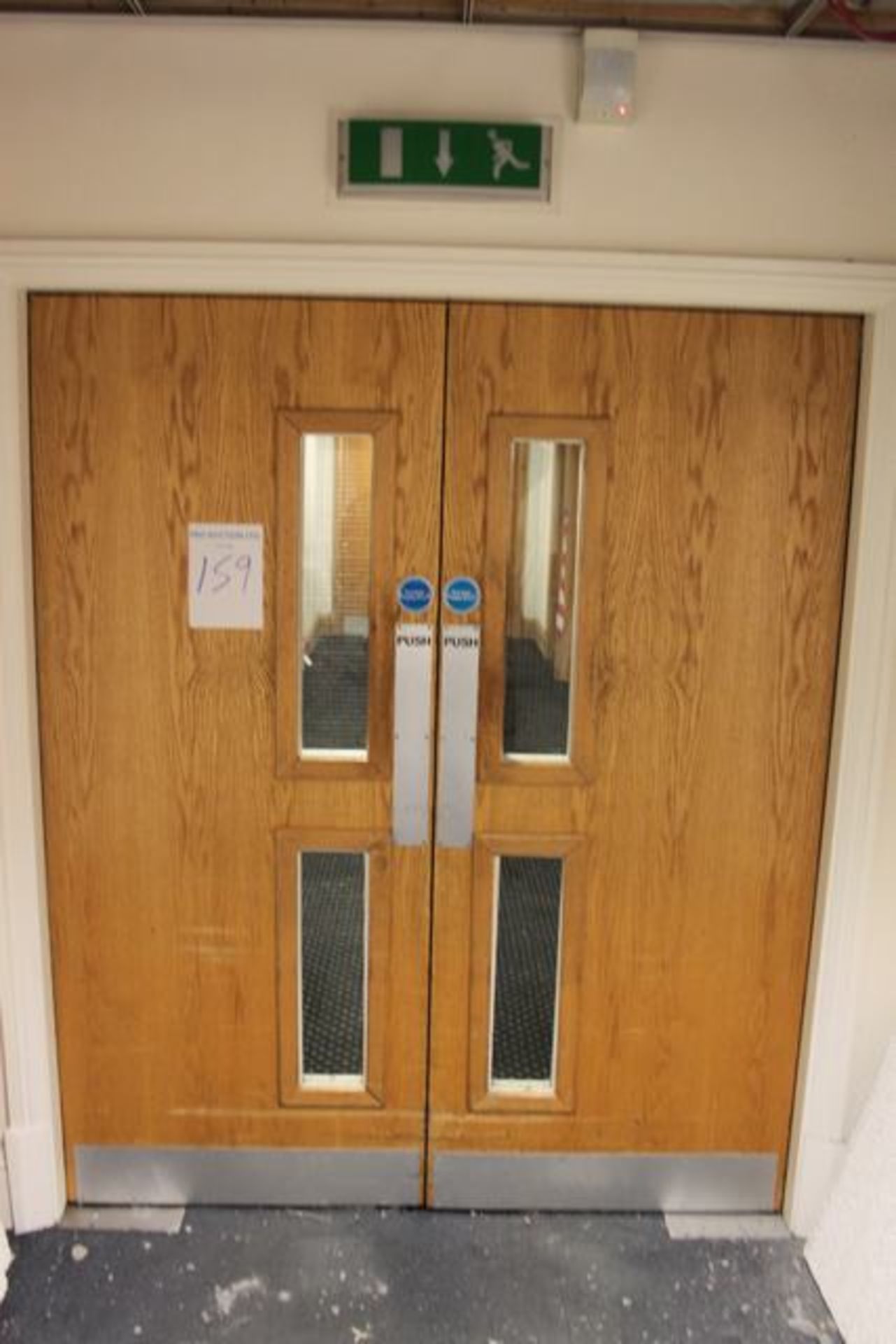 Double fire rated door with viewing panel each being 840mm x 2040mm x 45mm >>Lift out charge  10