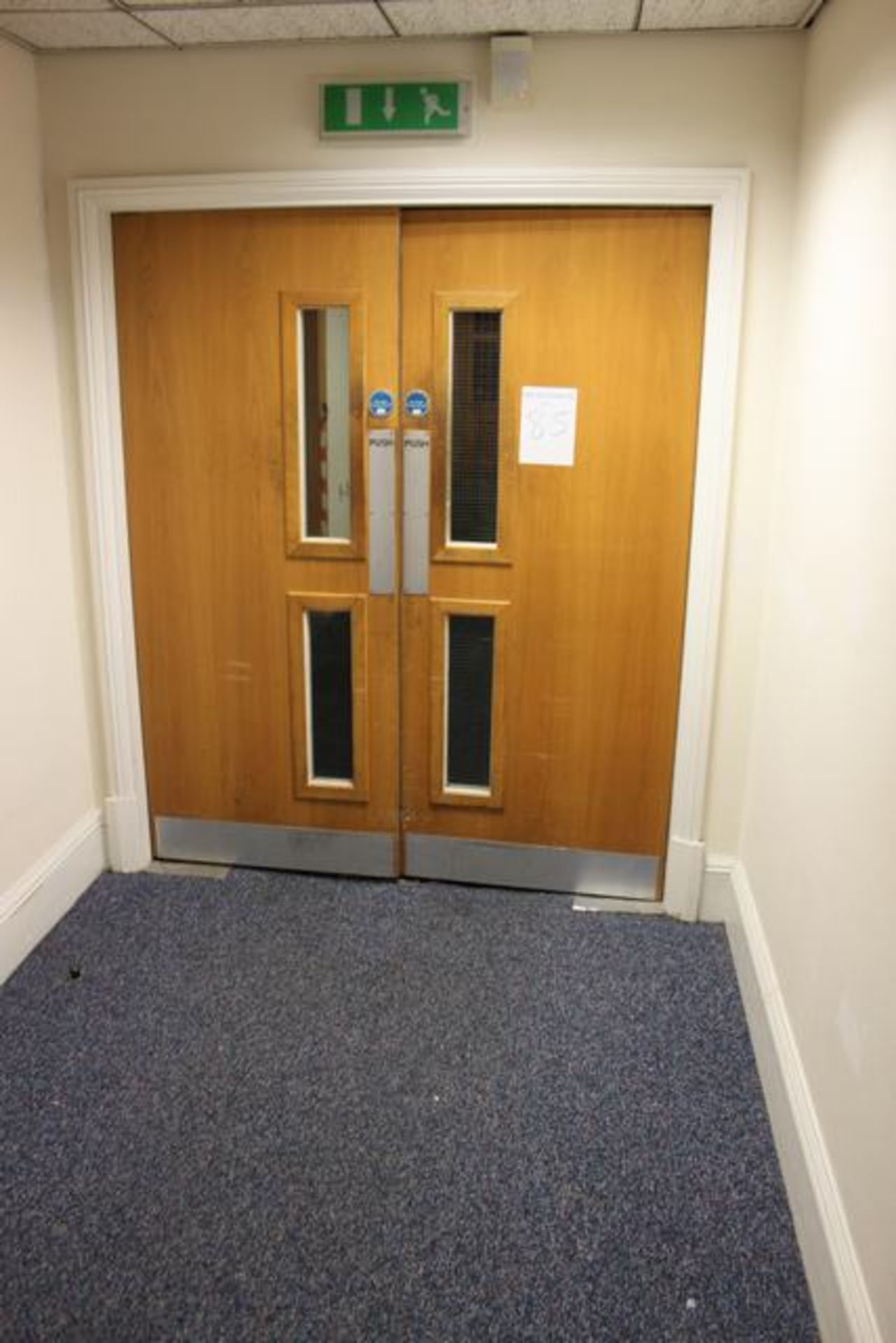 Double fire rated door with viewing panel each being 840mm x 2050mm x 45mm >>Lift out charge  10