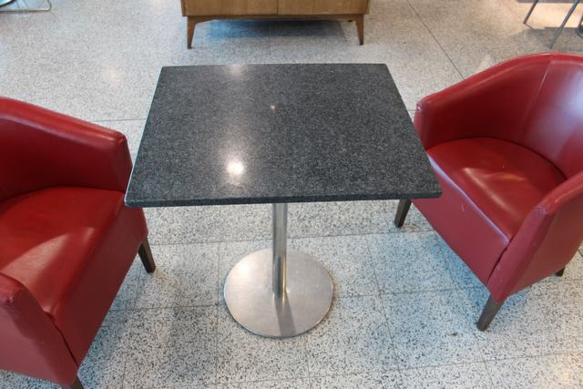 2 x Granit top table chrome single base 700mm x 600mm