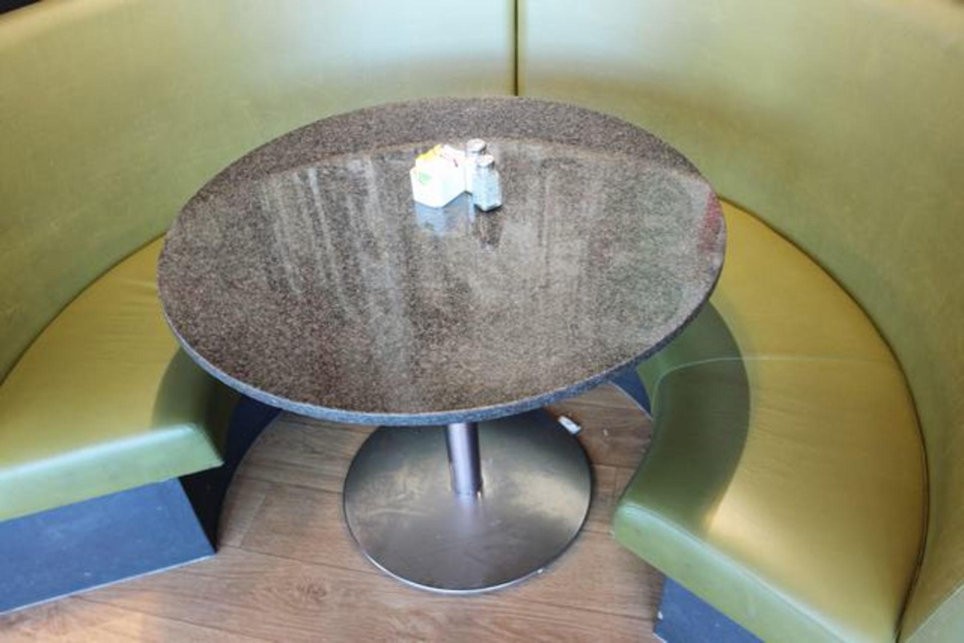 Granit top round table 1000mm x 700 high chrome metal single base