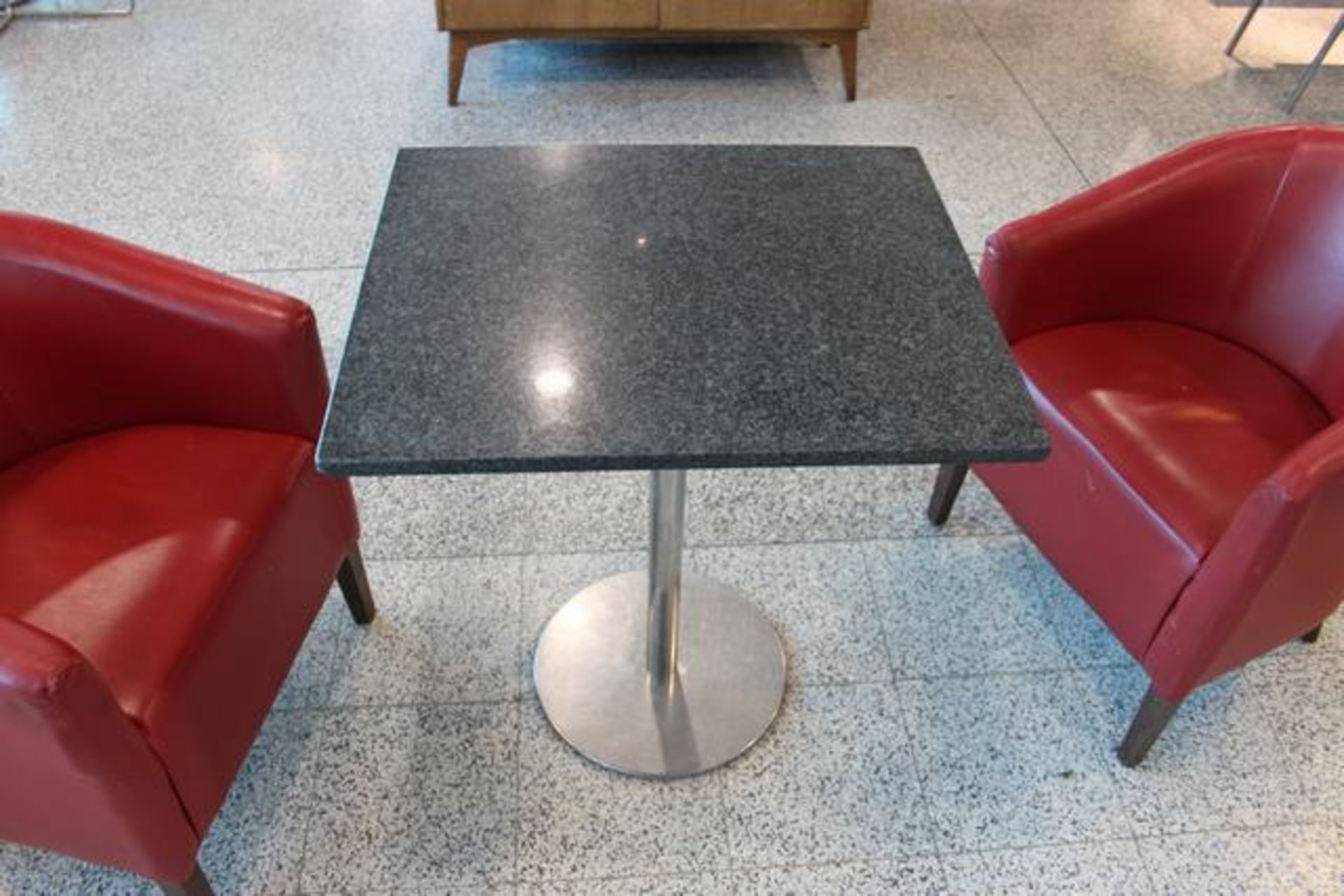 2 x Granit top table chrome single base 700mm x 600mm