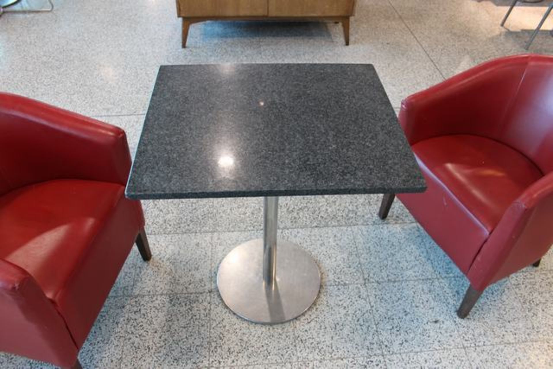 2 x Granit top table chrome single base 700mm x 600mm