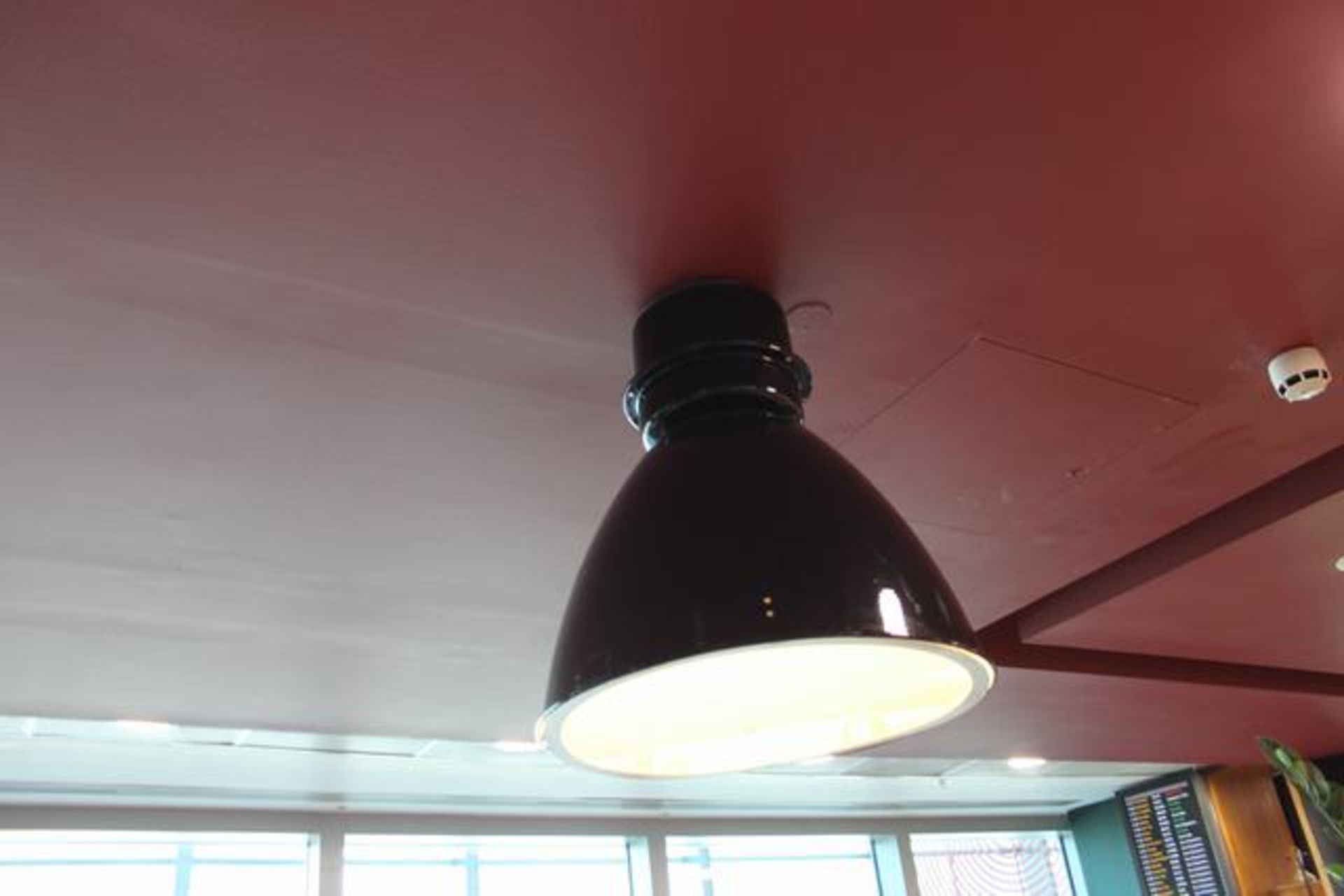 2 x black metal ceiling down lighters 300mm