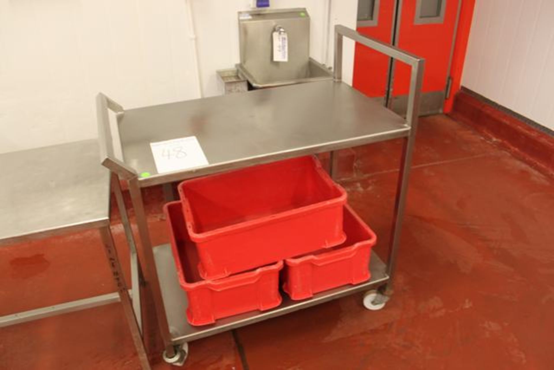 Stainless mobile trolley two tier 1000mm x 600mm x 1000mm Lift out charge  5