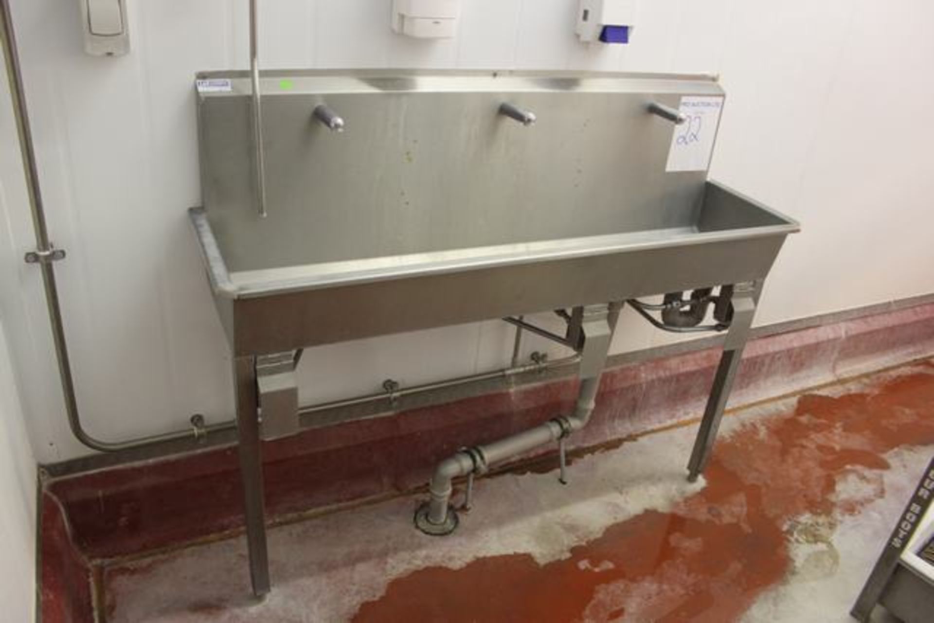 Mc Connell 3 station stainless steel knee operated sink wall mounted Lift out charge  20