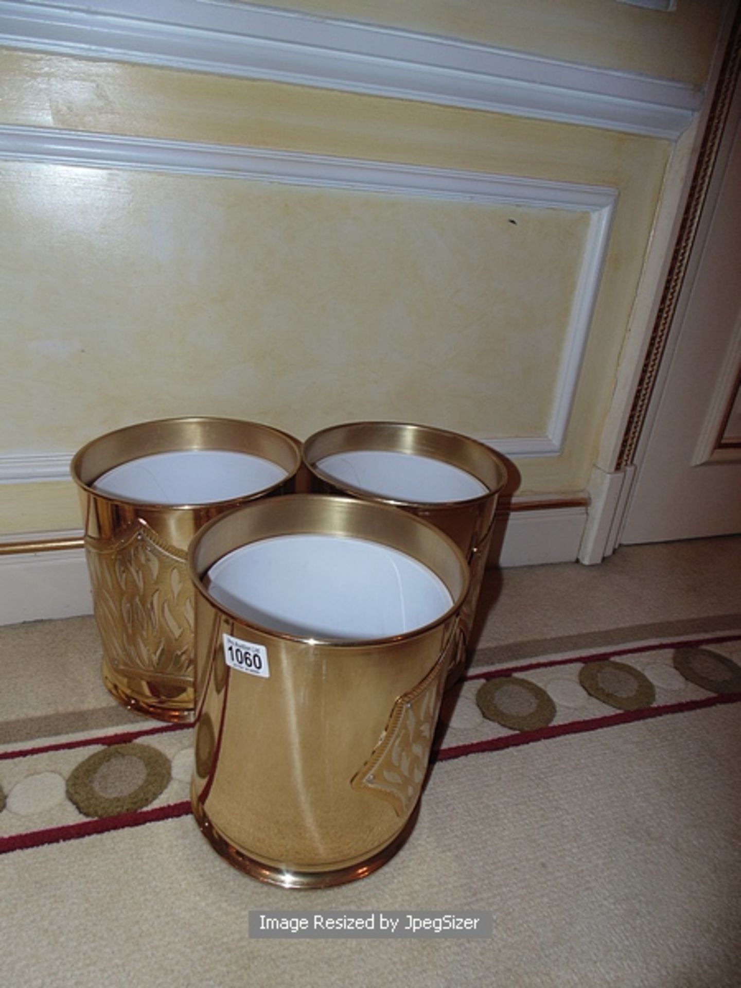 3 x 24ct. gold plated waste paper bins