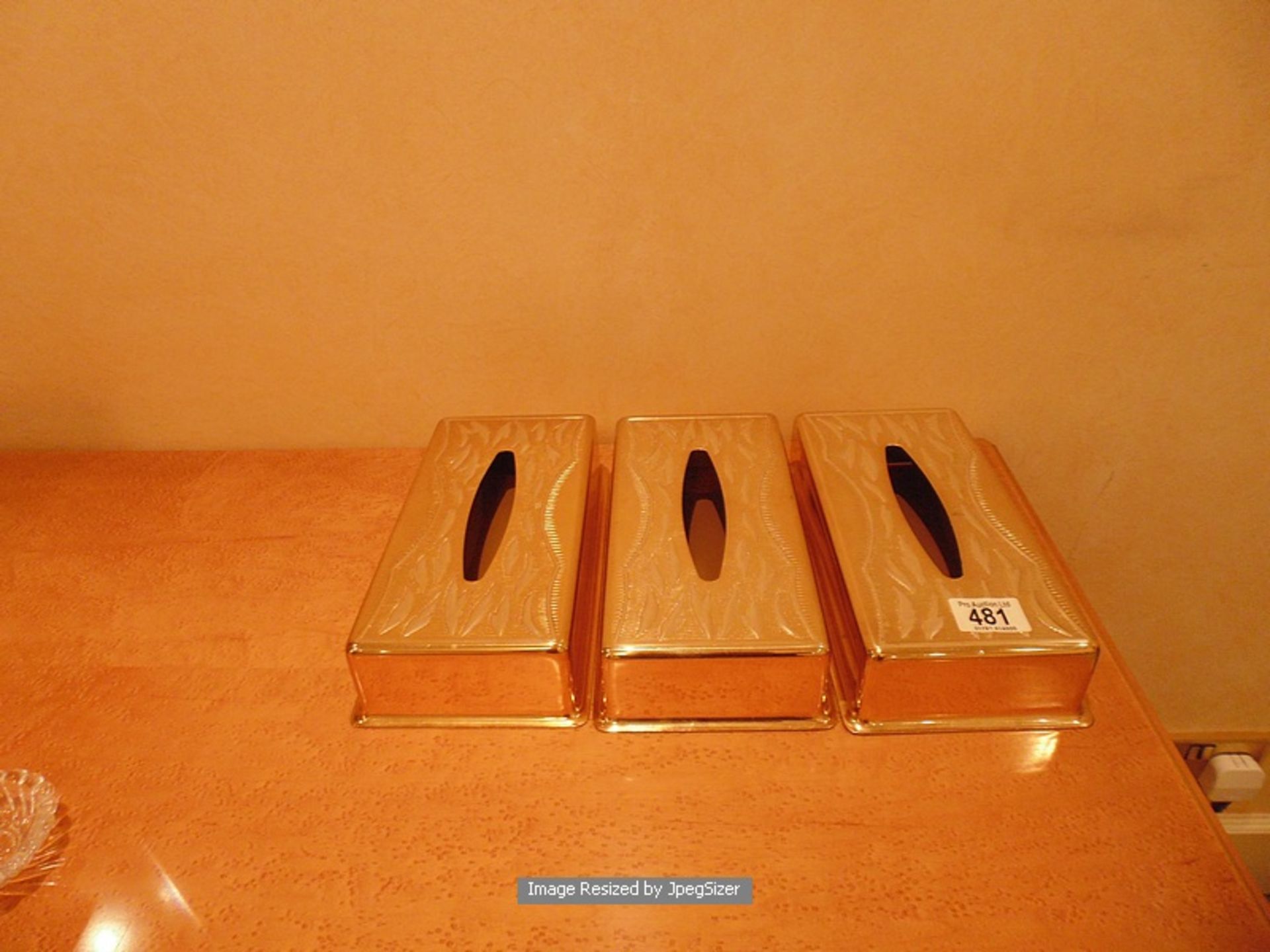 3 x 24ct. gold plated tissue box covers